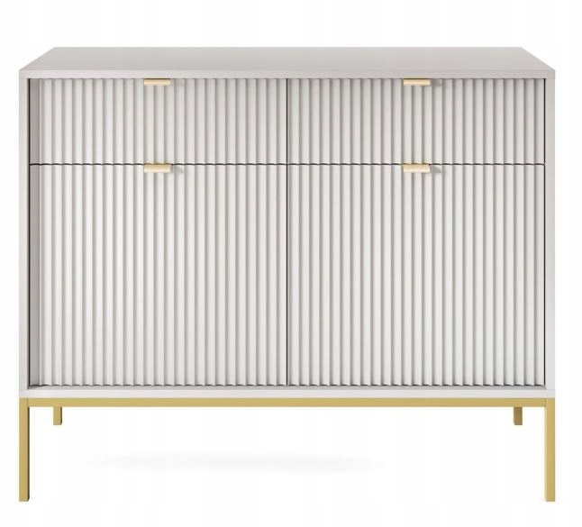 

Szary Komoda 104 Szuflady Drzwi Metal Złoty Loft