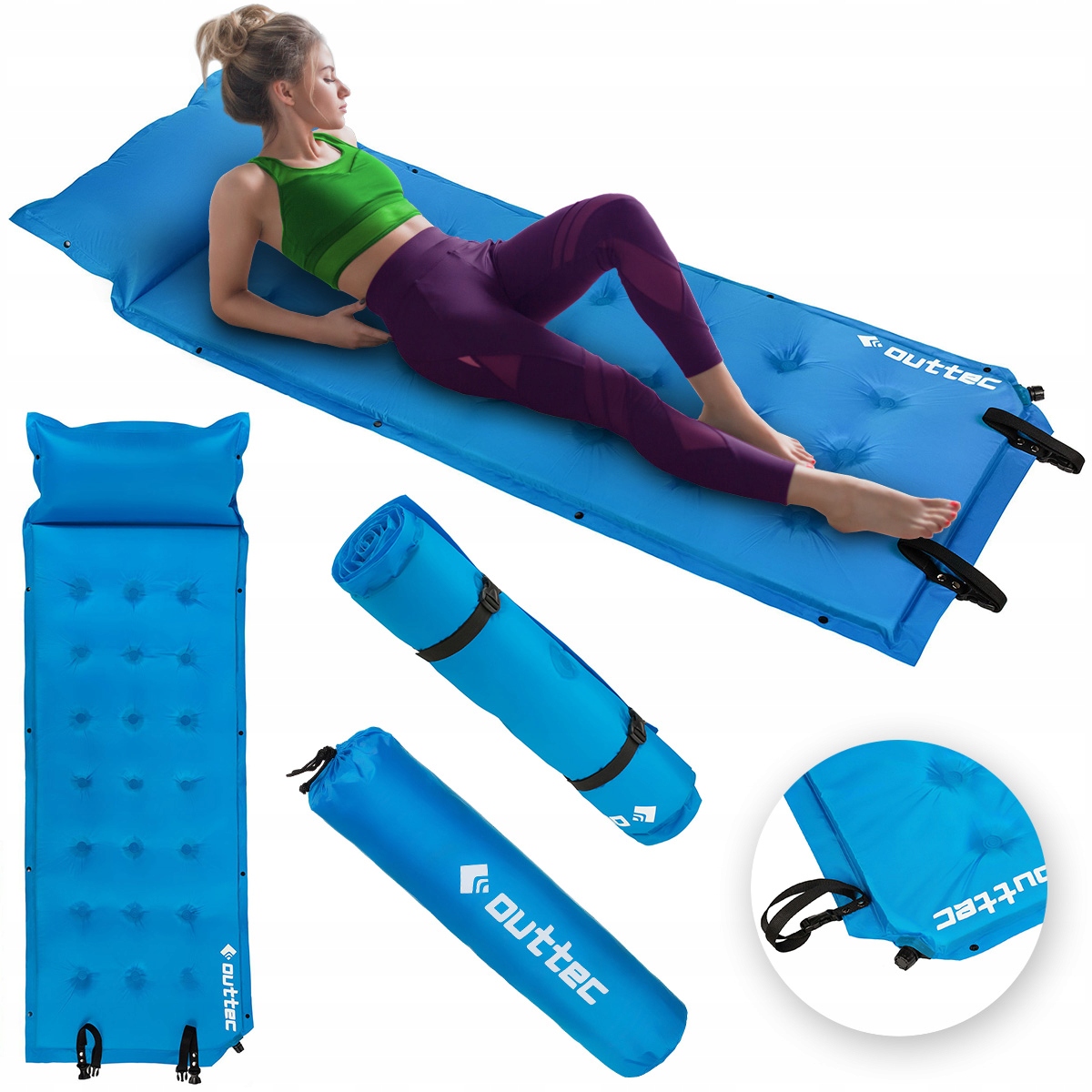 Mata Samopompująca Karimata Dmuchana Trekkingowa Z Poduszką 193X68X3,5CM