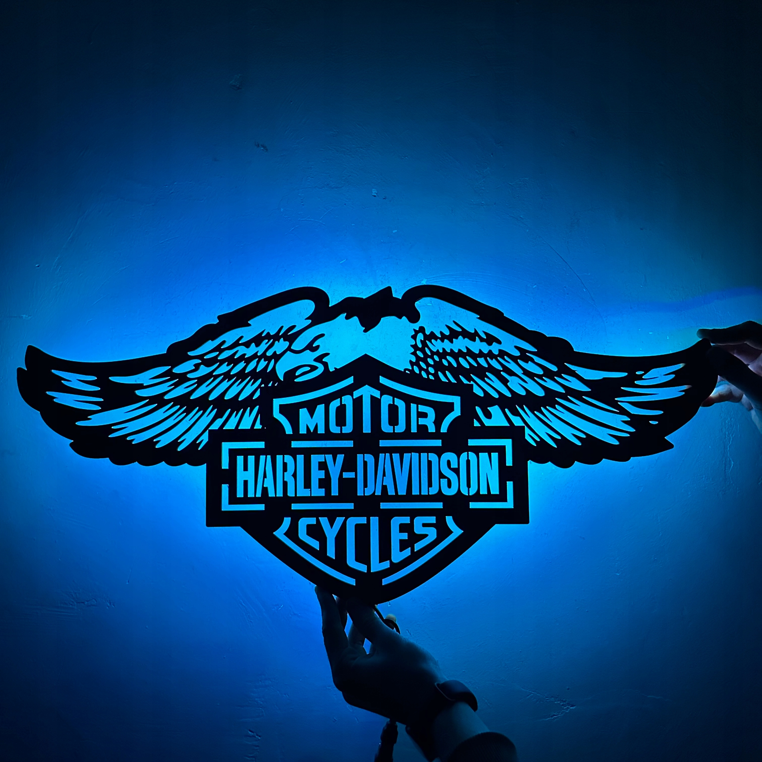 Harley Davidson Logo Eagle Dřevěný 3D obraz Noční Lampa Led Dárek