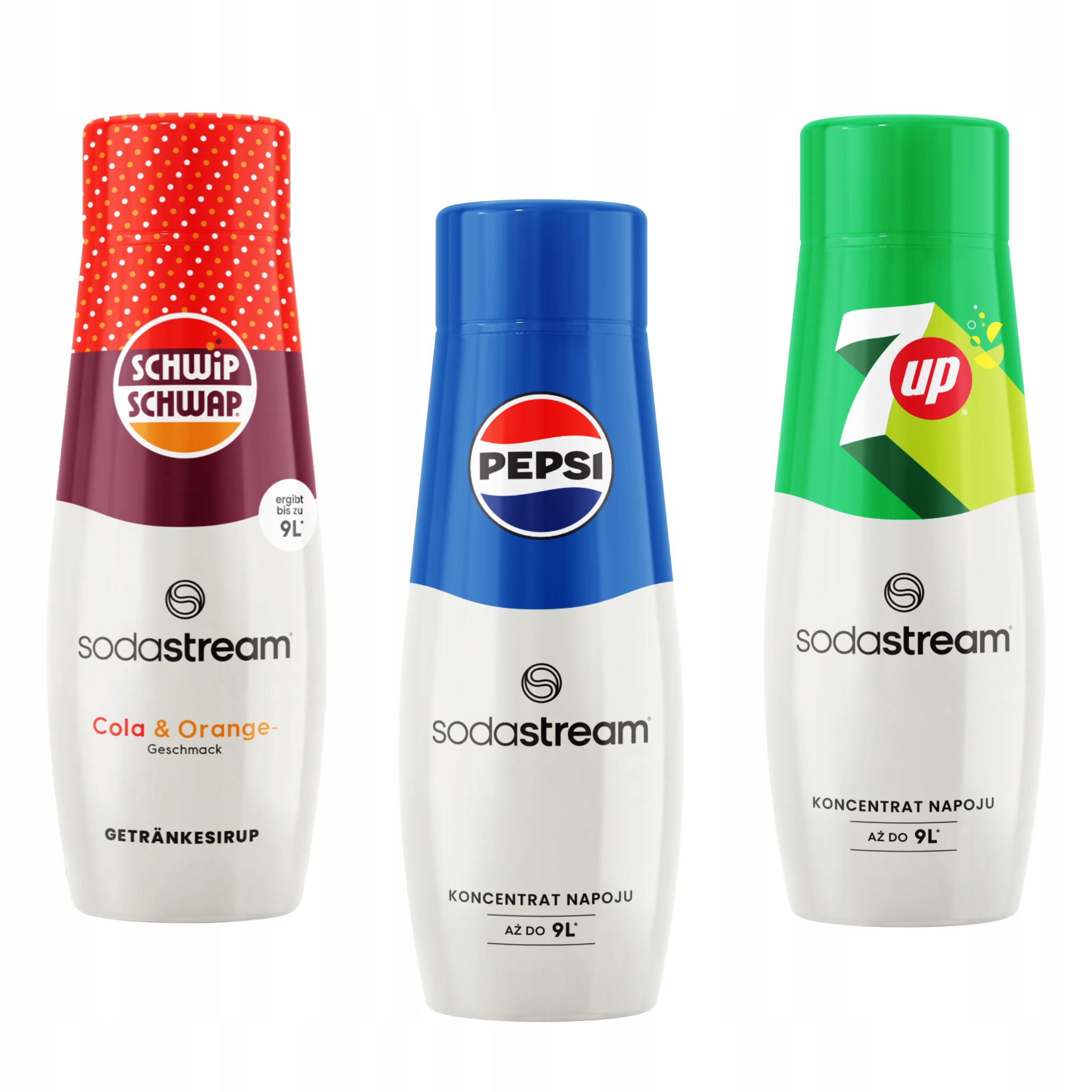 Levně Sada 3 koncentrátů Sodastream Cola Pomeranč Schwip Schwap Pepsi 7up