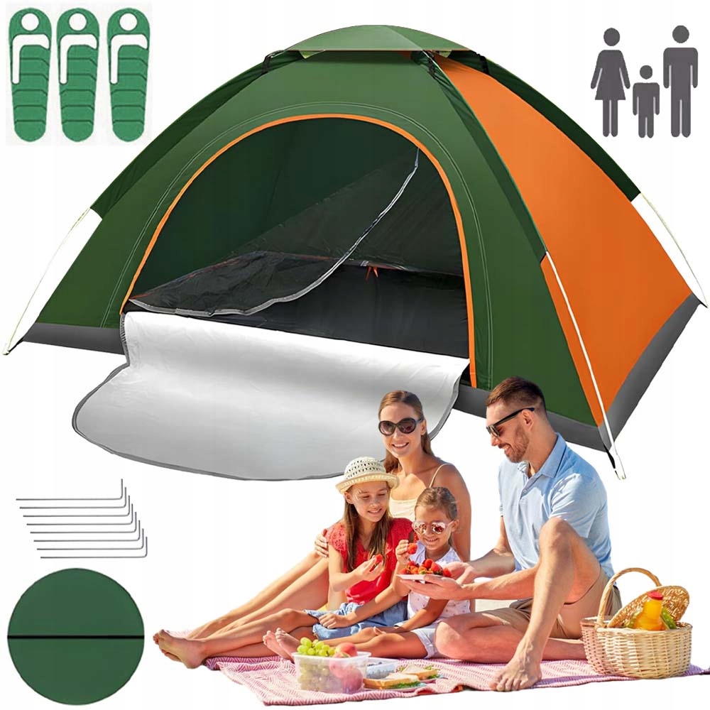 Namiot Kempingowy Samorozkładający Wodoodporny Składany 3 Osobowy Przed Uv