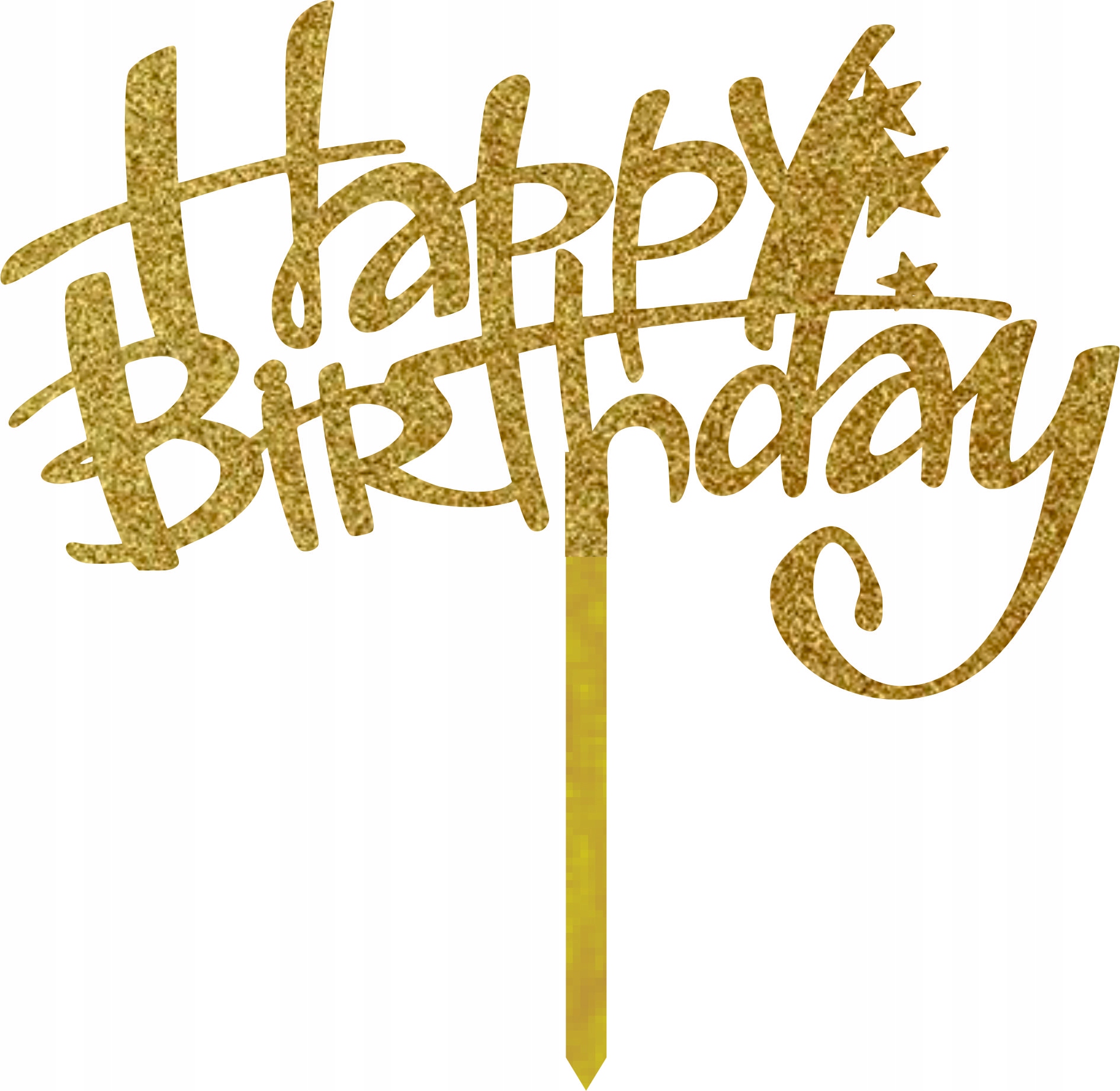 

Złoty Brokat Topper Na Tort Urodziny Happy Birthda