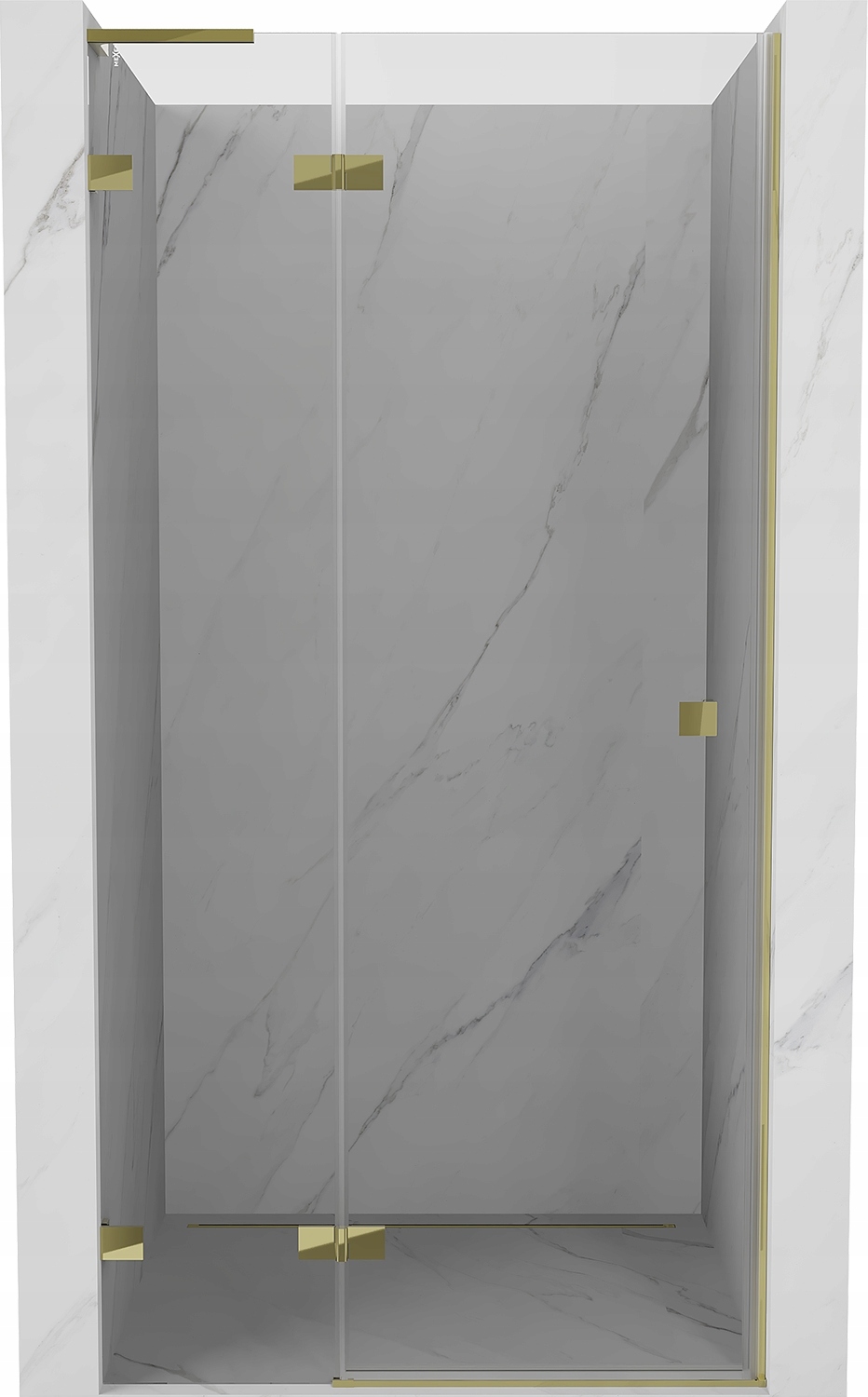 Mexen Lunar L sprchové dveře otevírací levé 125cm, zlatý hliník