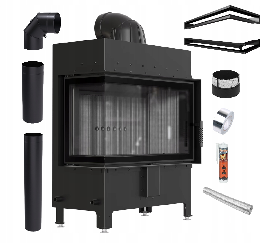 Krbová Vložka Lucy 14 kW Levá Černá Ocelová Ekodesignová Sada