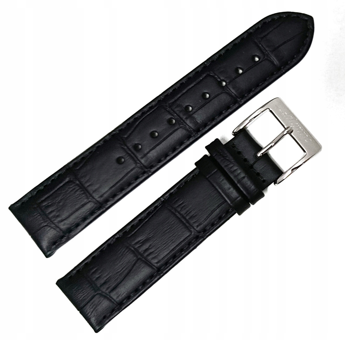 Originální Černý Kožený Řemínek Na Hodinky Atlantic Worldmaster 21 mm Krokody