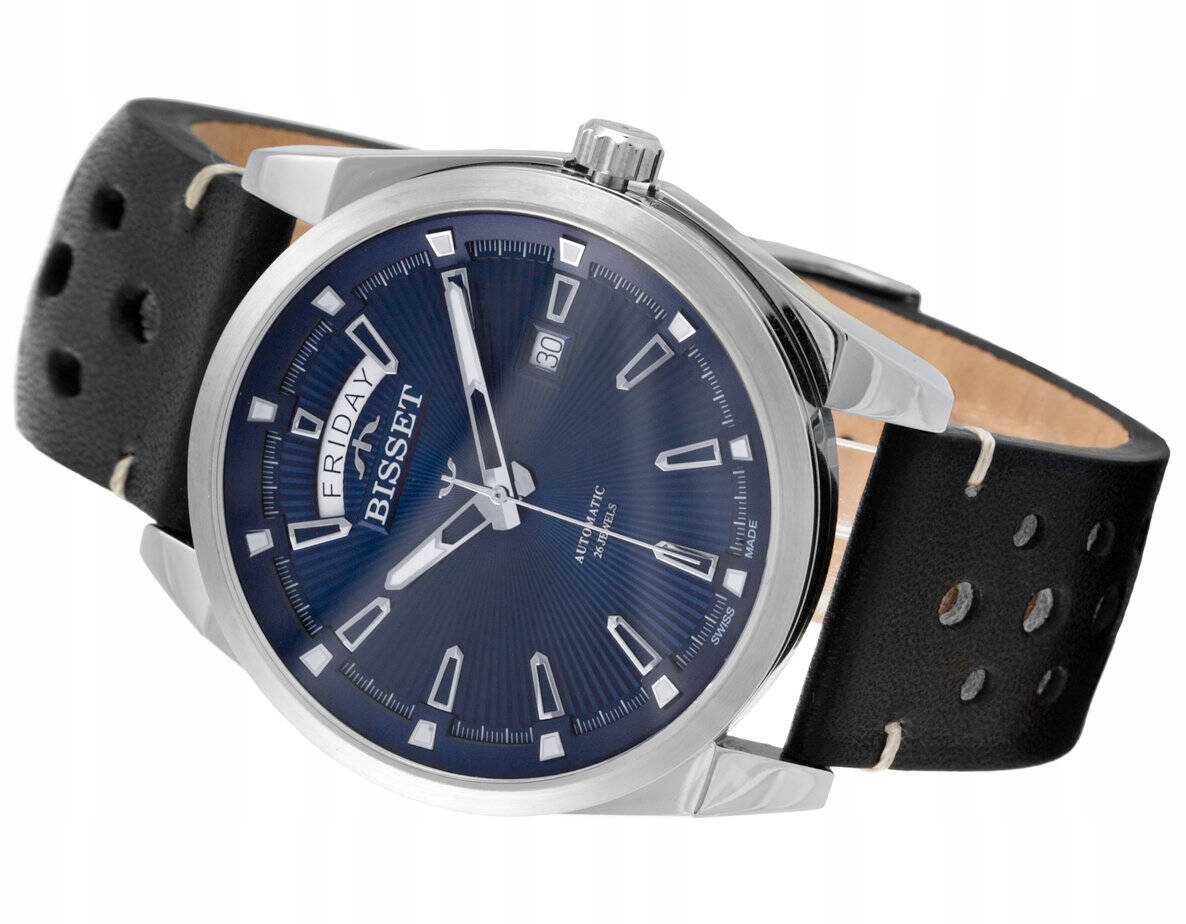 Elegantní Pánské Švýcarské Hodinky Bisset Bscf 39 Stříbrné, Automatické