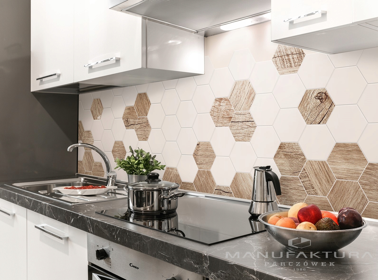 

płytki heksagon drewnopodobne wood