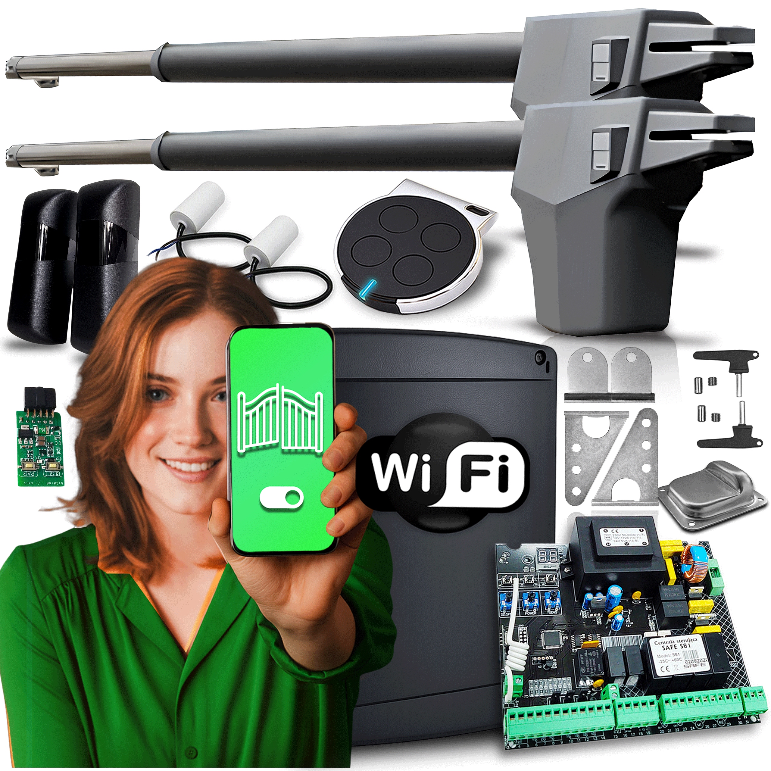 Pohon pro Dvoukřídlovou bránu Sada automat 1x dálkové ovládání pohonu Wifi 8,6 m