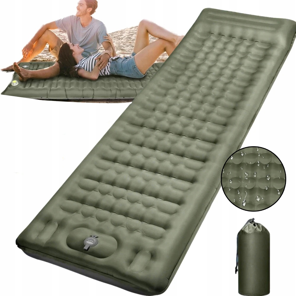 Materac Dmuchany Turystyczny Mata Z Poduszką Lekki Kempingowy pod Namiot