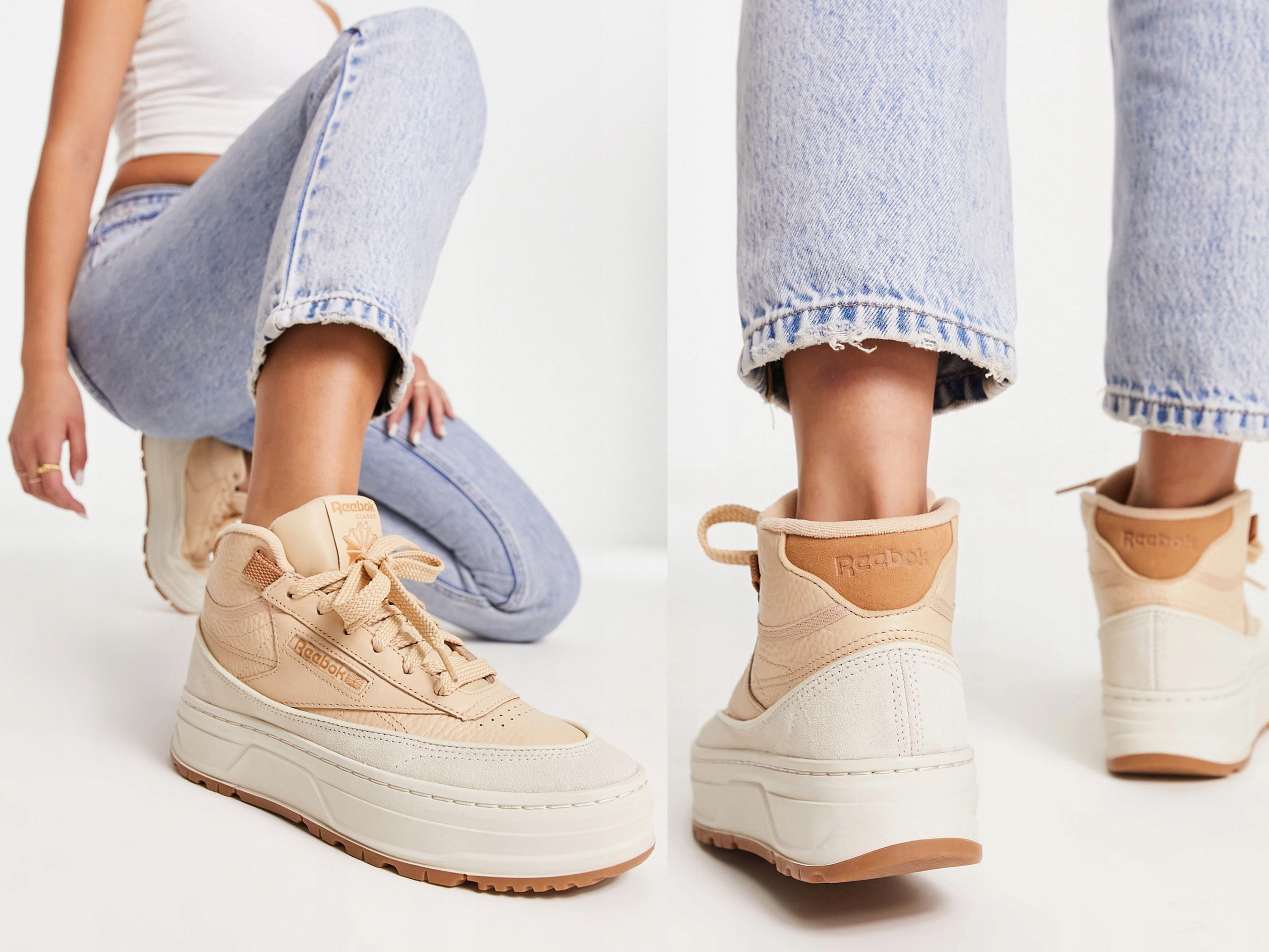 Sportovní boty Reebok Club C Geo MID, hnědé, kožené, dámské GZ2159 36