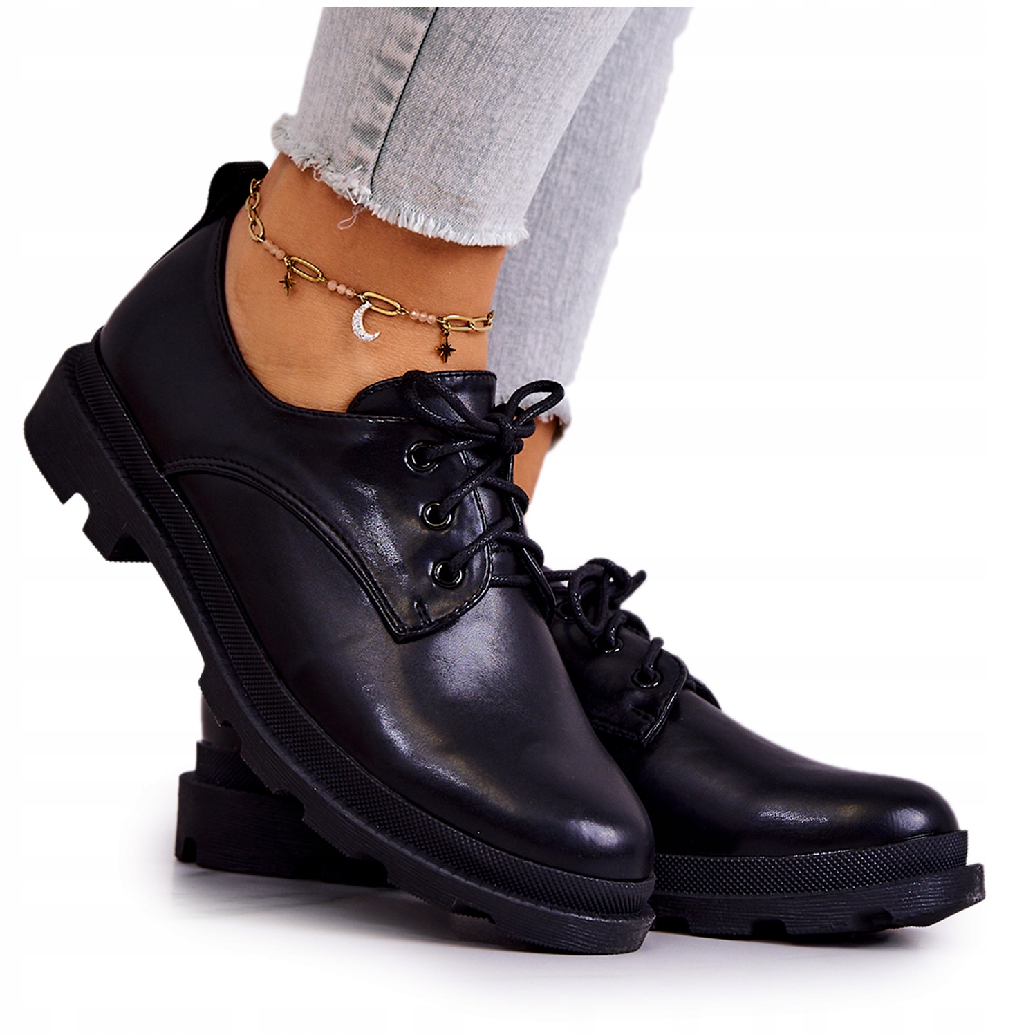 

Damskie Klasyczne Półbuty Oxfordy Czarne 38