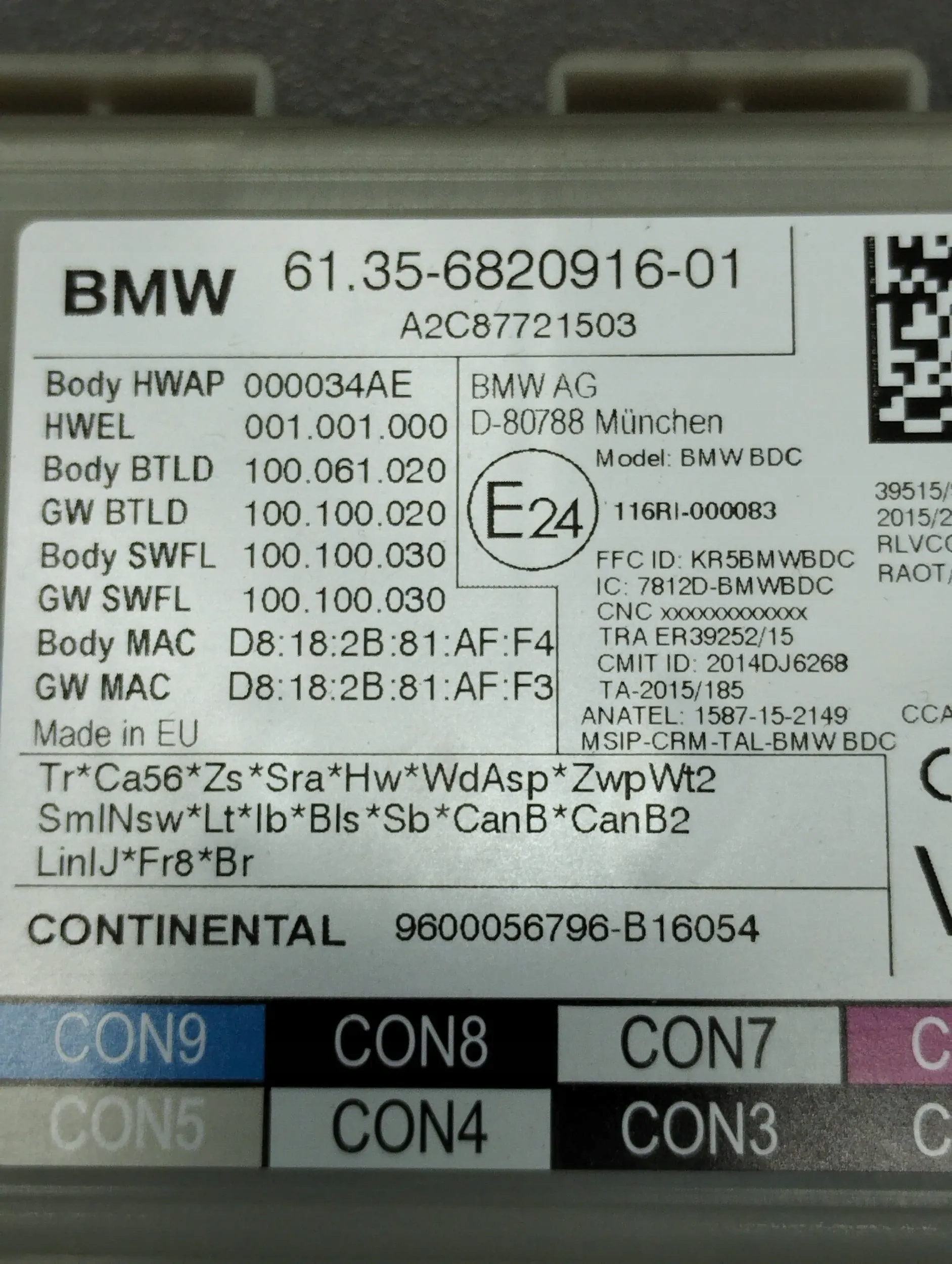 BMW 7 G11 750i module BDC 6820916