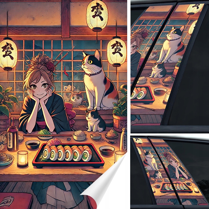 2xNALEPKA na sloupek Sloupky dveří Auta Auto Scéna Japonská Anime 50x30