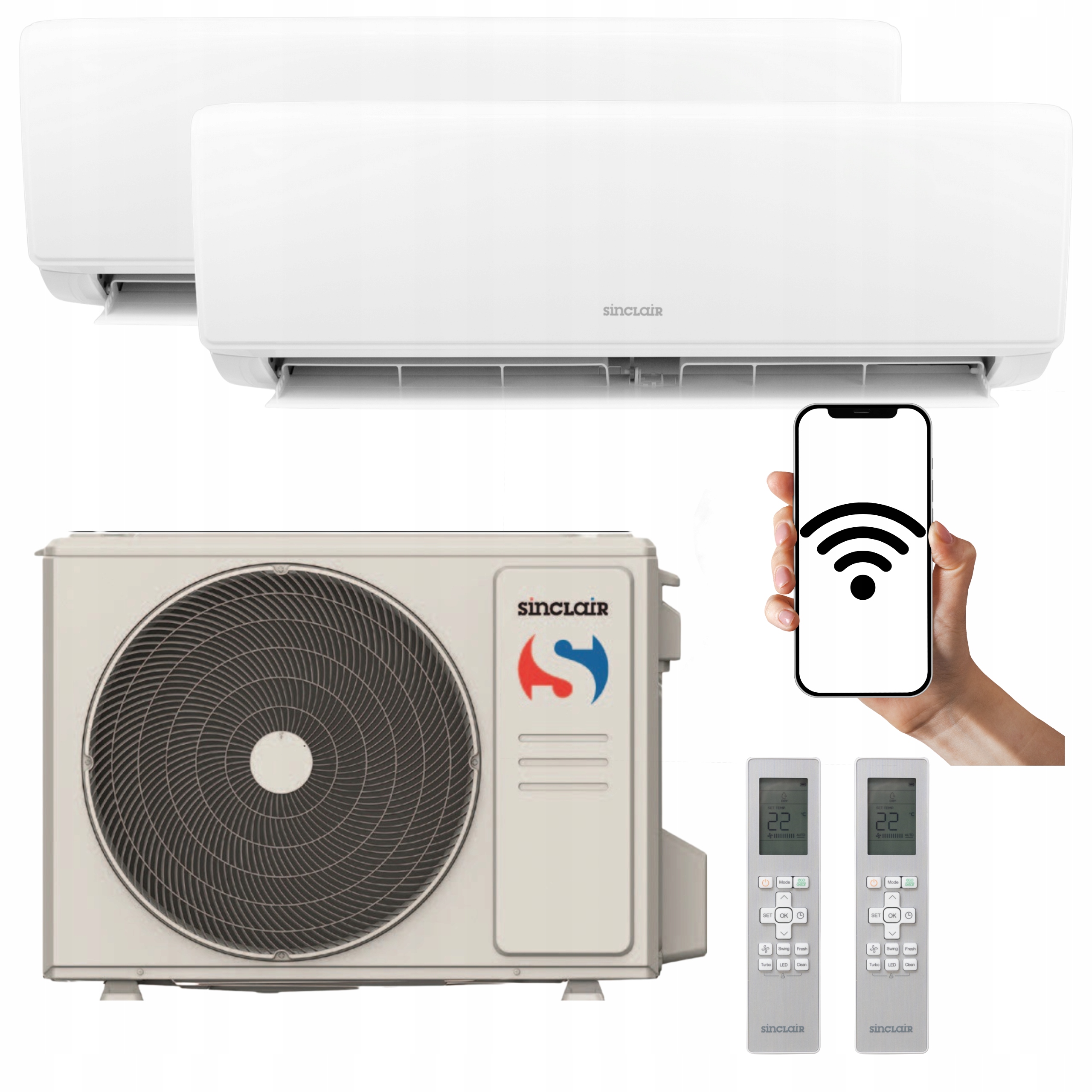 Nástenný klimatizátor Sinclair Sky Multisplit 2x2,6 kW Wifi s funkciou Ohrievania