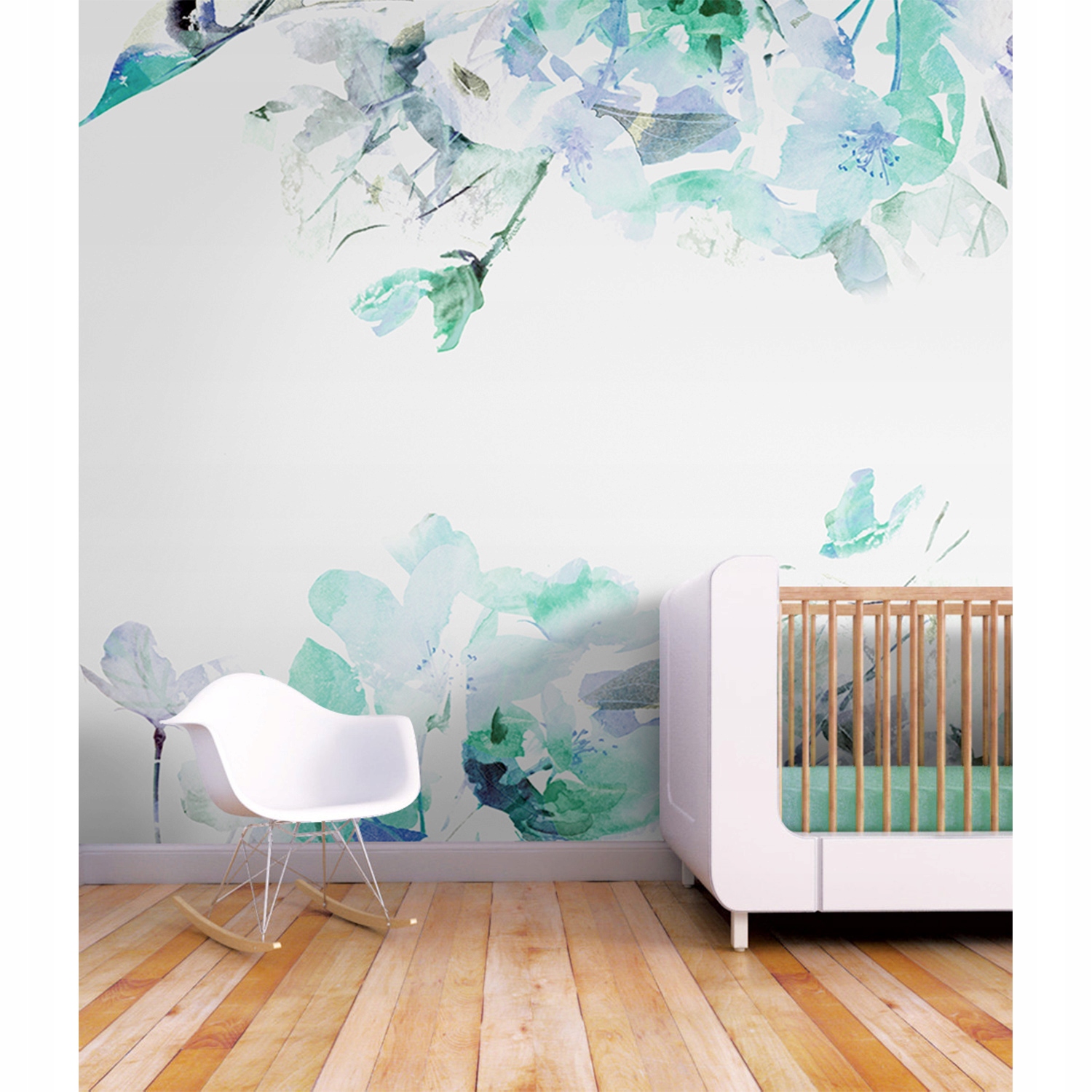 

Tapeta ścienna Niebieski vintage kwiaty 250x250 cm