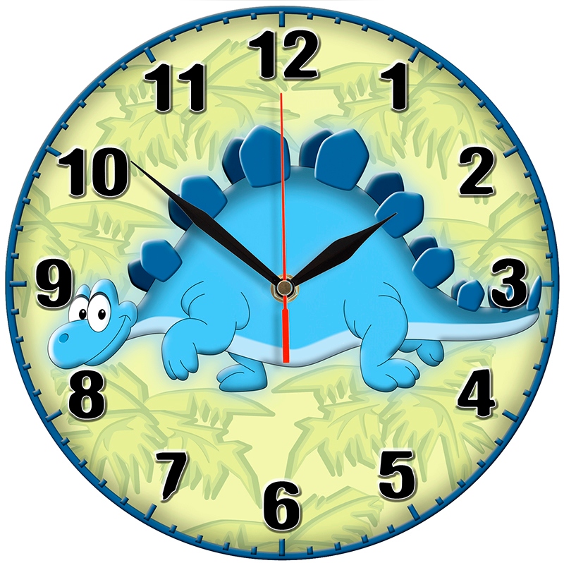 DINO niebieski (o) zegar ścienny płynący mechanizm