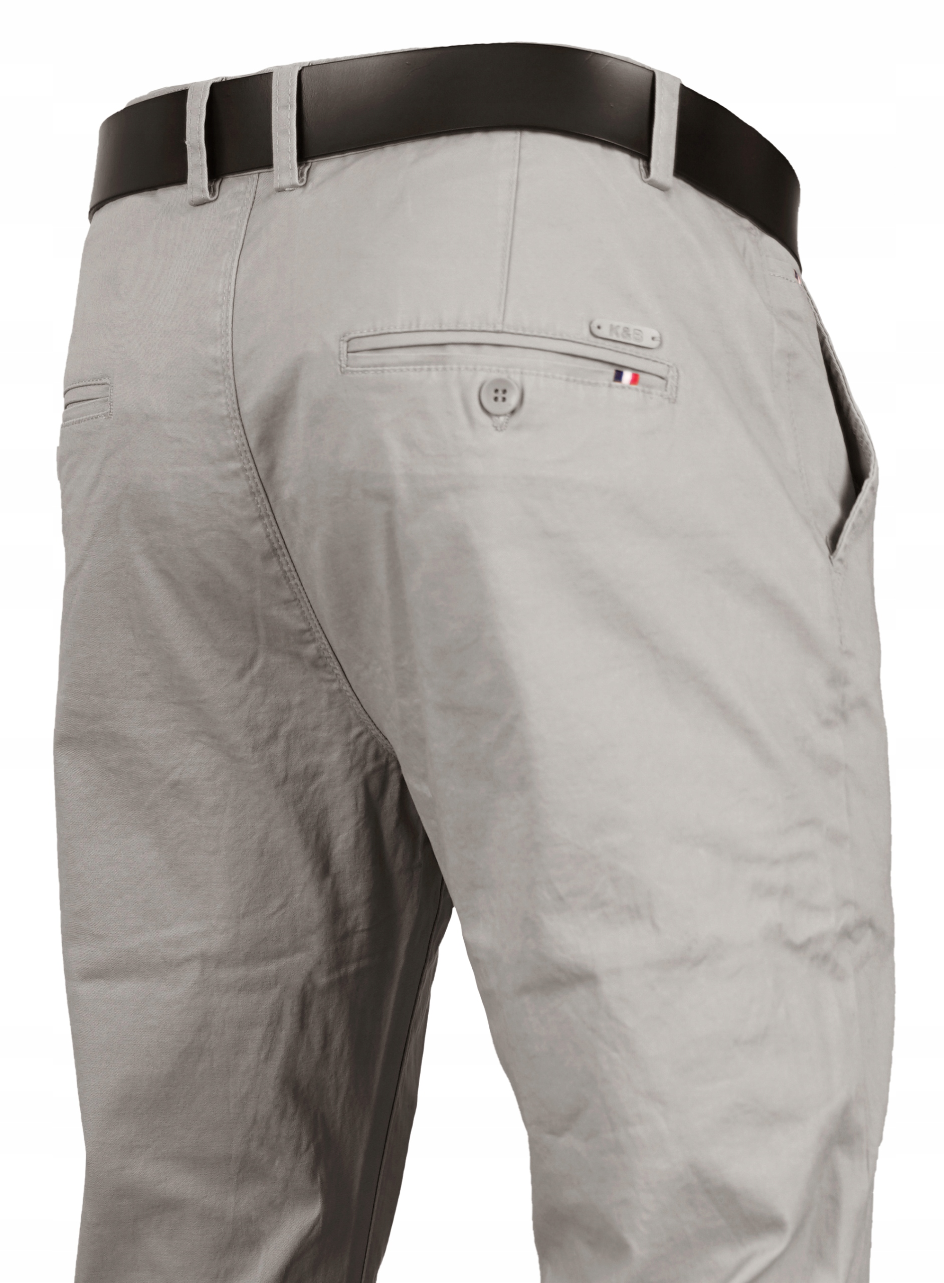 Spodnie męskie materiałowe chinosy wizytowe szary beżowy W38 L32