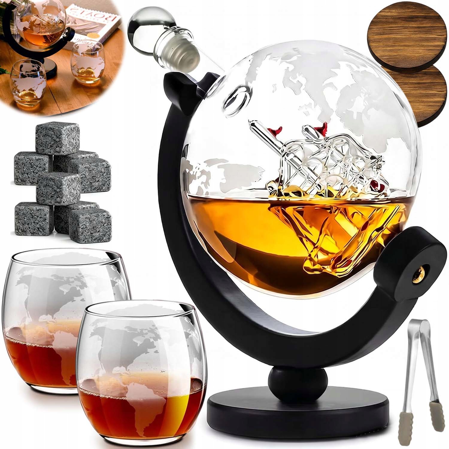 Karafa Whisky Set 900 ML Dárky Pro Milovníky Whisky S 2 Skleničky
