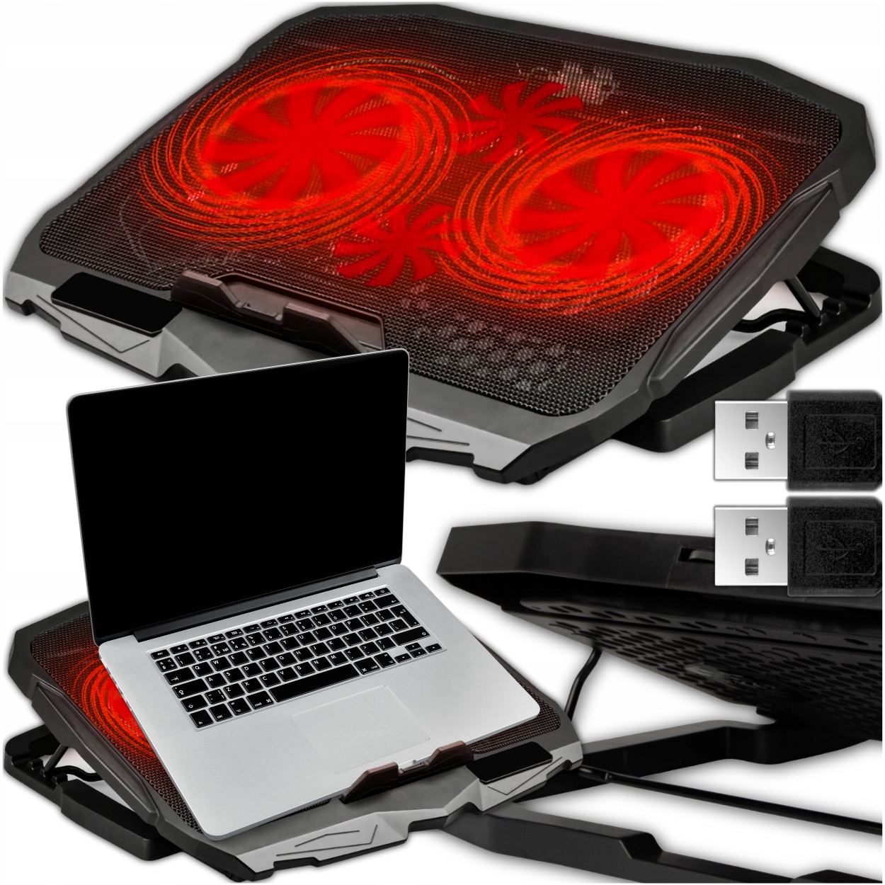 PODSTAWKA CHŁODZĄCA POD LAPTOPA WENTYLATOR REGULOWANY PODŚWIETLANY 12-17"