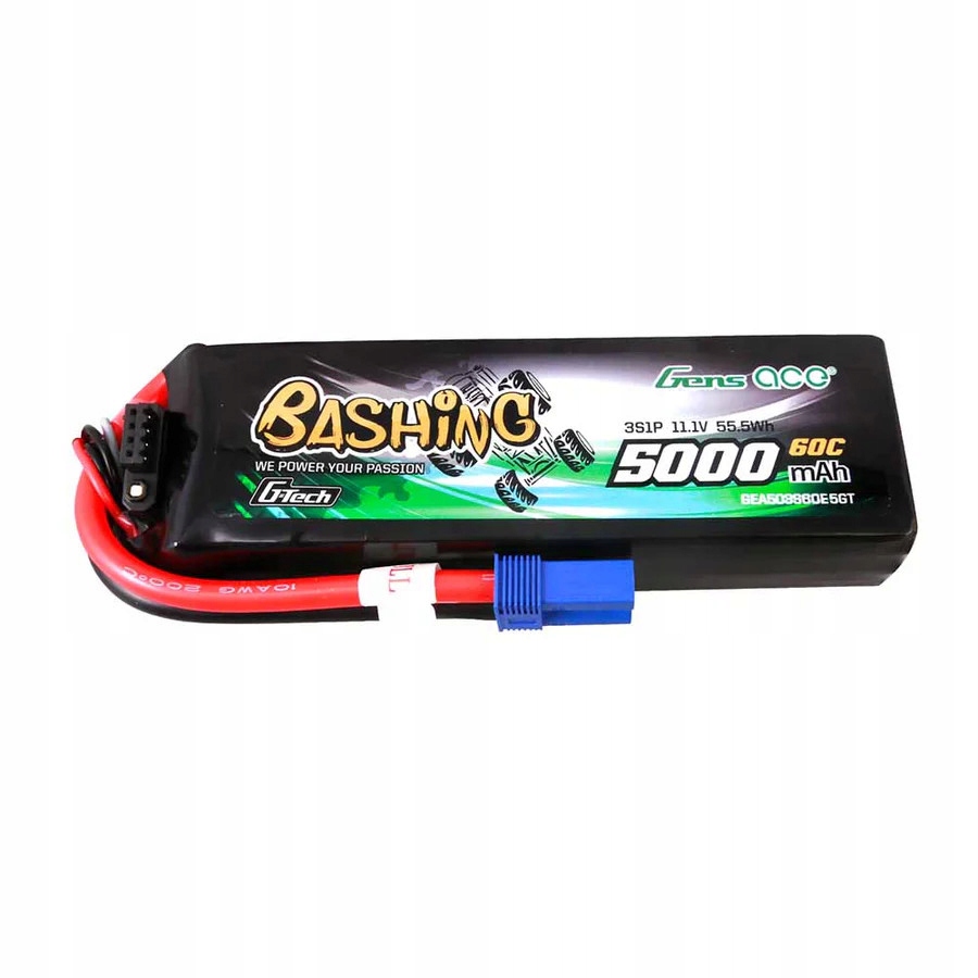 Gensace G-Tech 5000mAh 11.1V 3S 60C LiPo Pack EC5 Akumulátor konektorem Bashing
