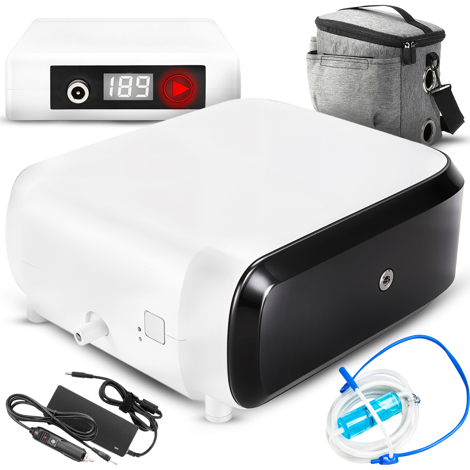 Koncentrator Tlenu Przenośny Domowy Cichy 3L 30% Medyczny Zestaw Torba