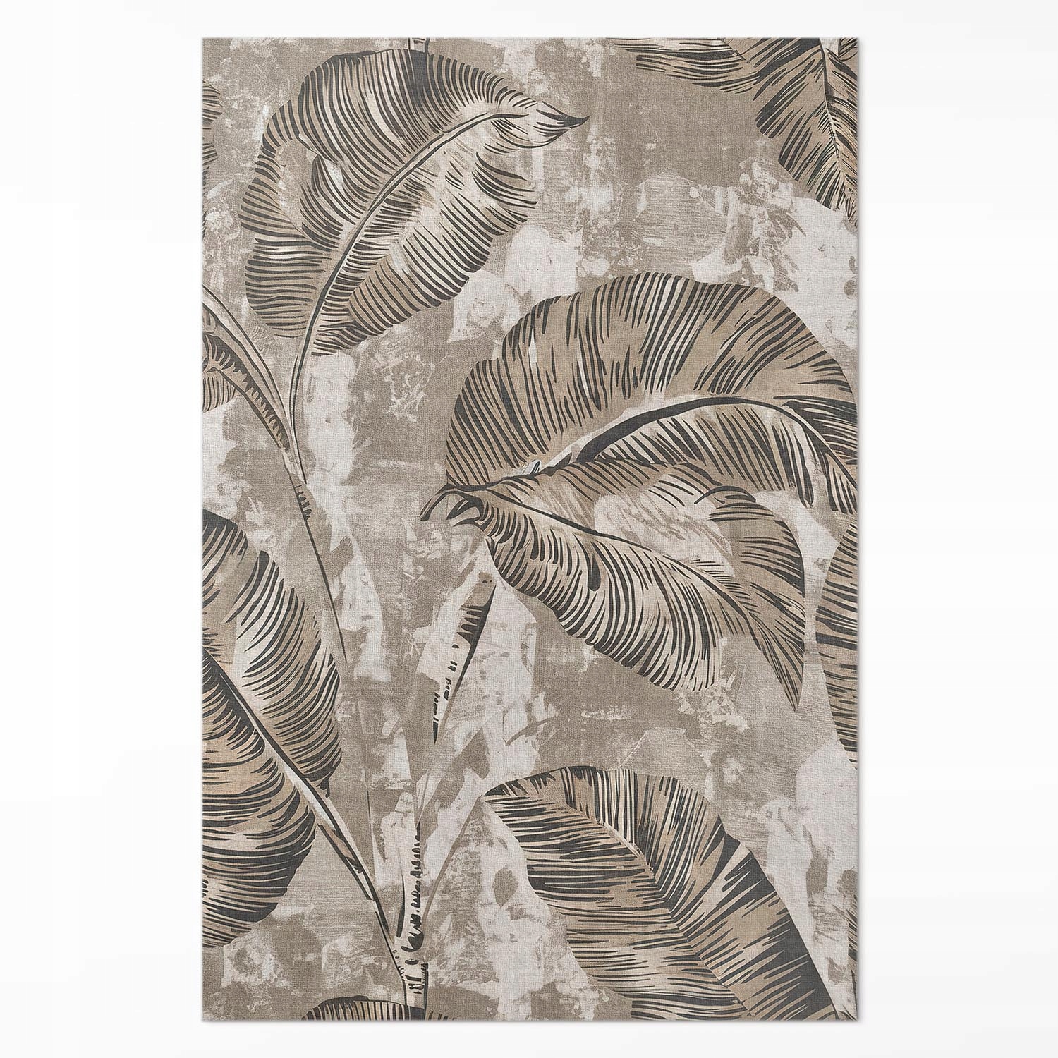 Loftový koberec Vinylové listy rastliny a textúra surového betónu 100 x 150 cm