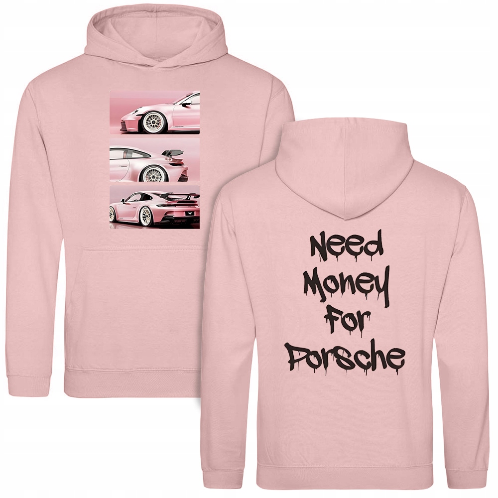 Mikina Růžová pro milovnici automobilů Need Money For Porsche S