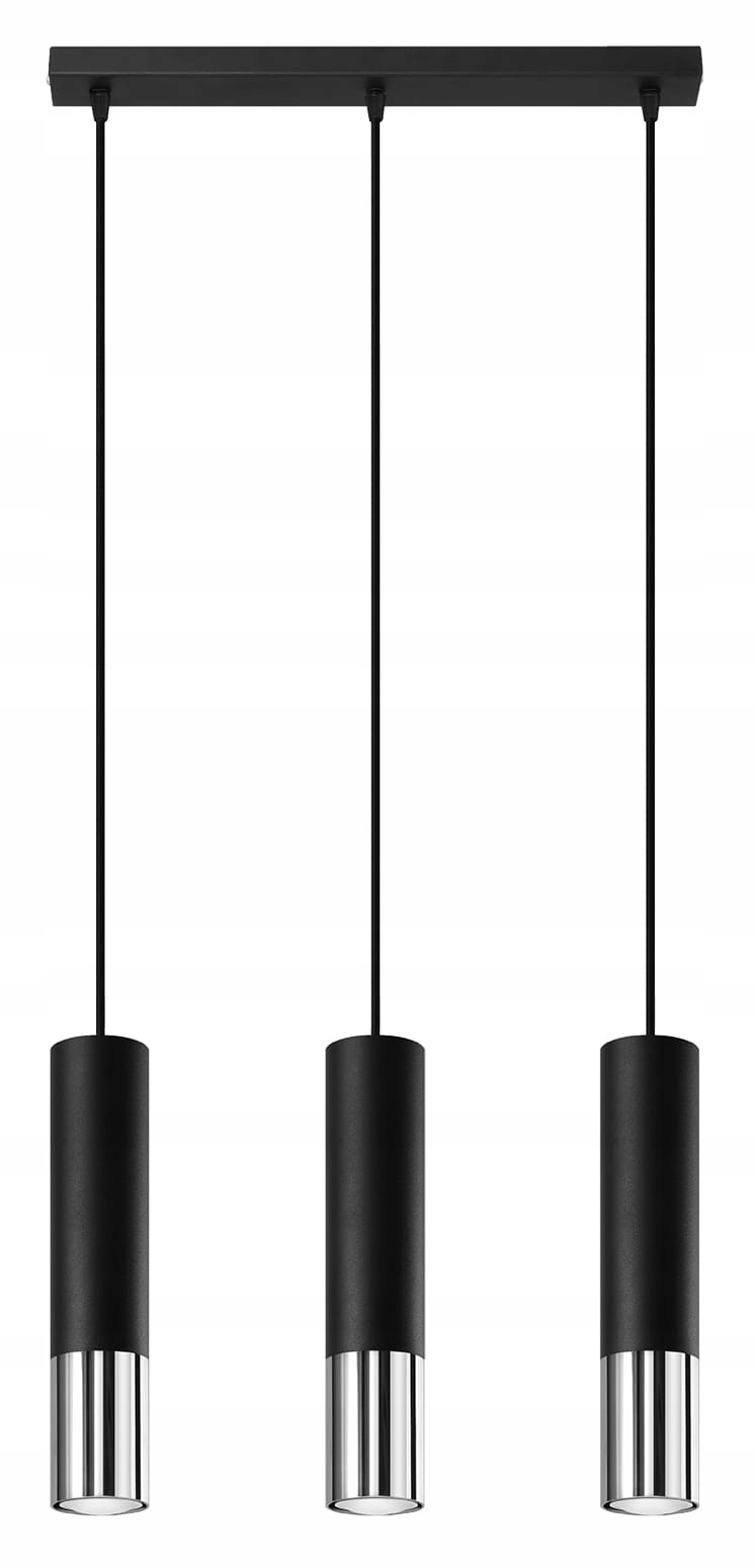 Sollux Luster Loopez 3L čierny/chróm GU10 40W nastaviteľná výška