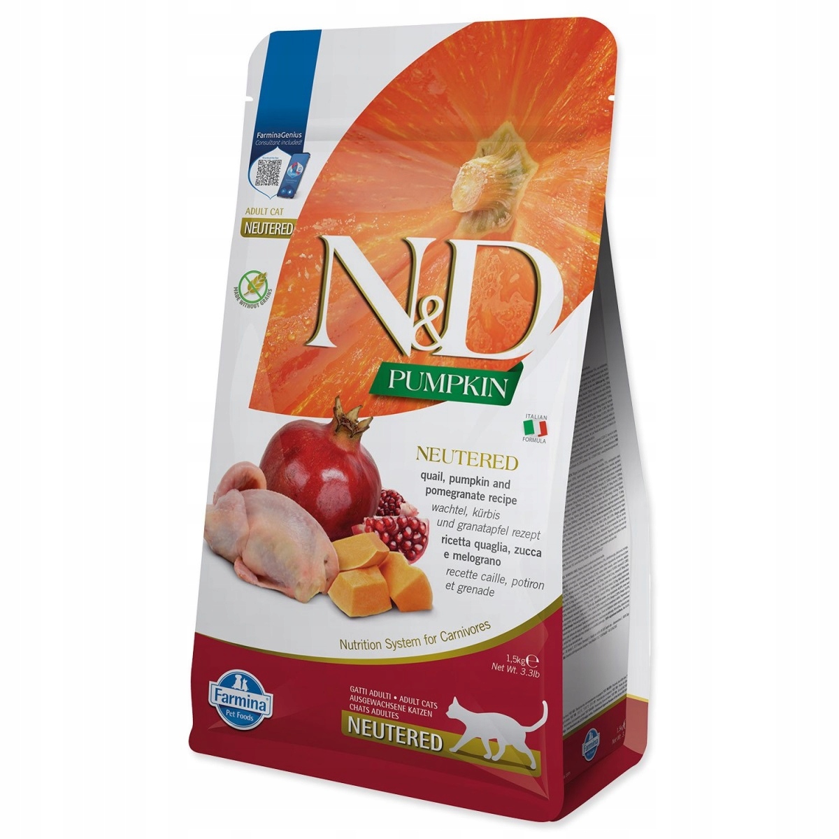 Levně Krmivo N&d Cat Pumpkin Neutered Quail & Pomegranate 1,5kg