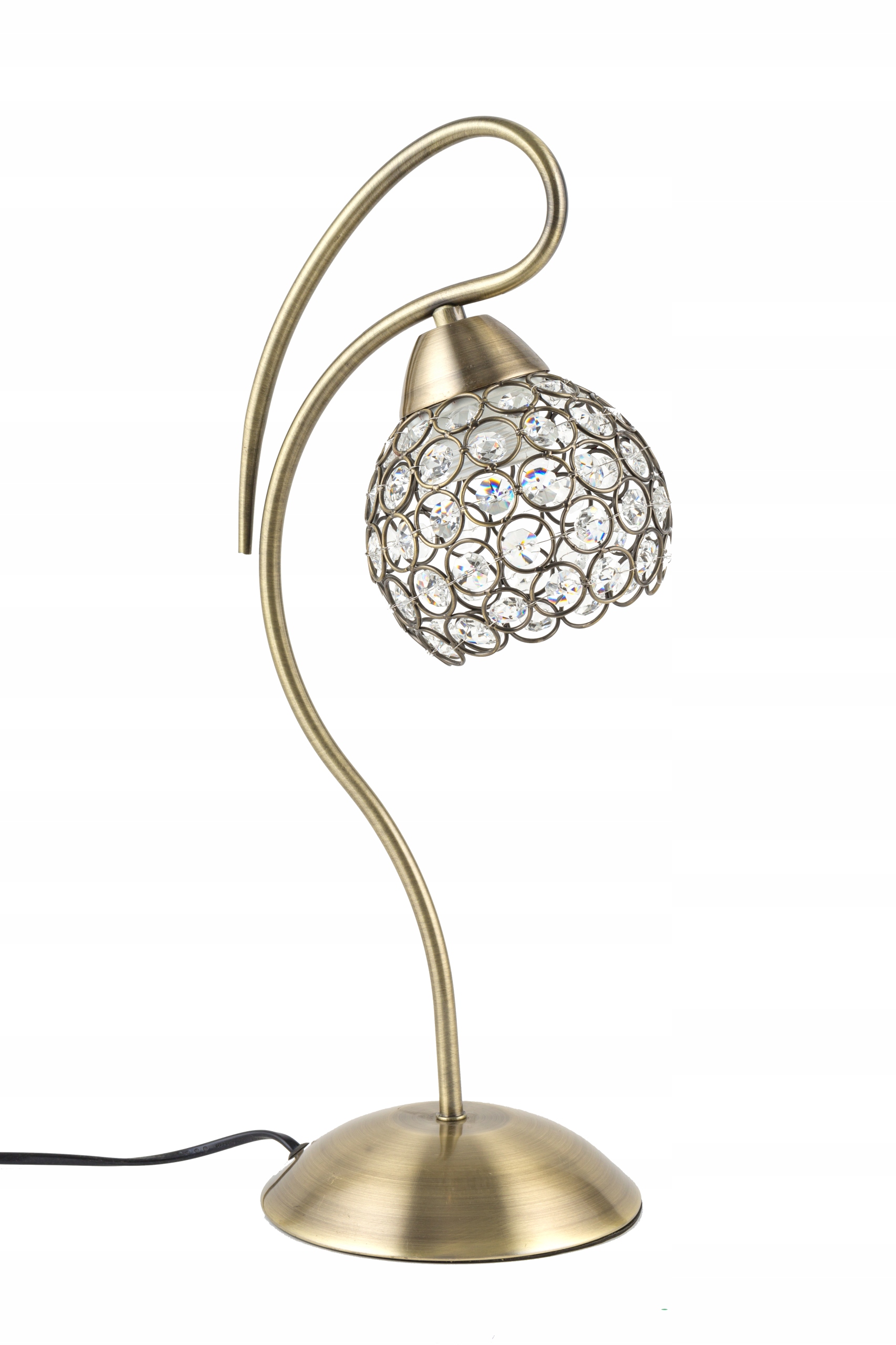 Lampka Nocna Stołowa Kryształowa Patynowa Led Glamour