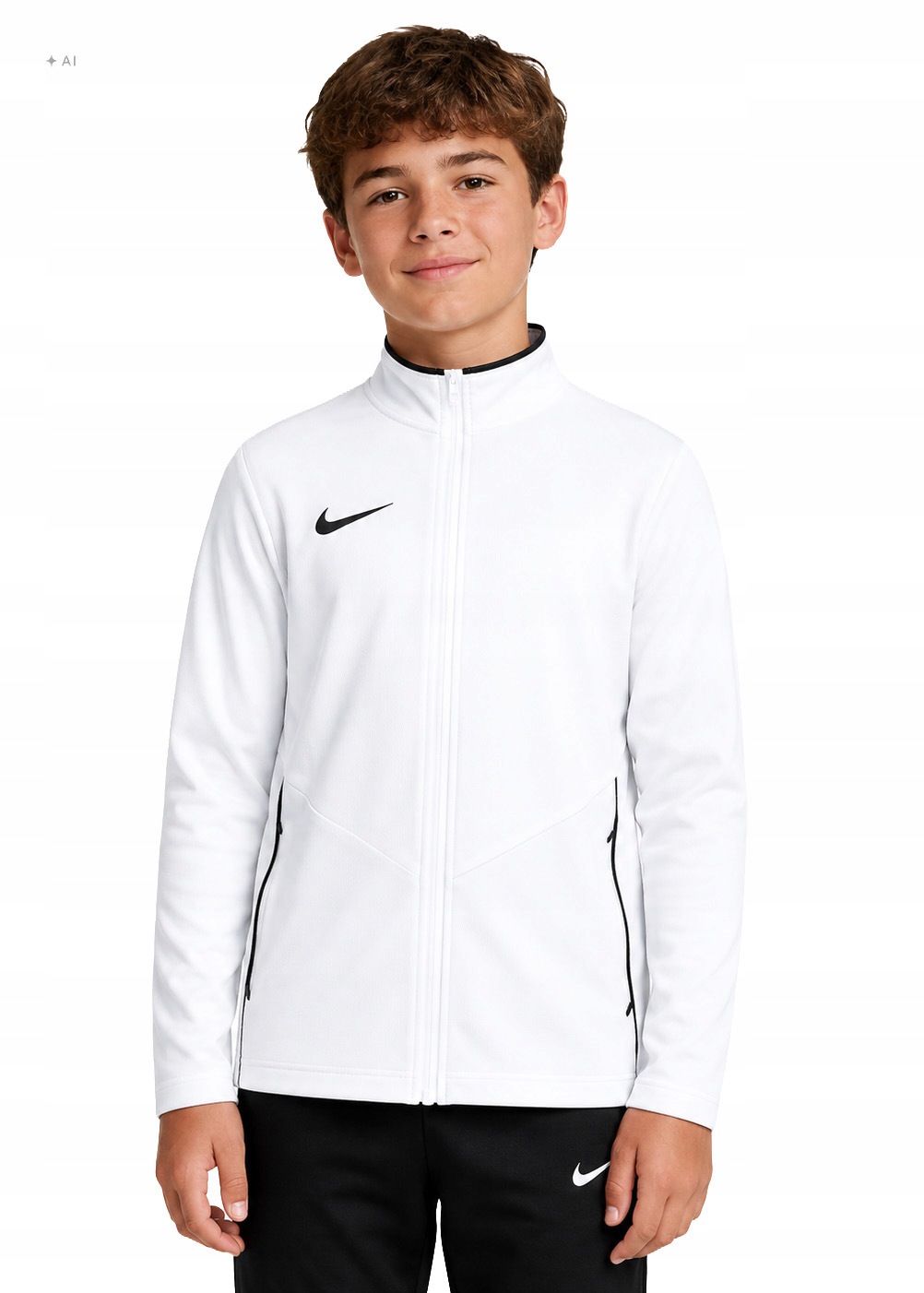Dětská Mikina Nike Park 26 Rozepínací stojáček Dri-FIT Tréninková bílá Xs