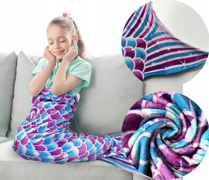 OGON SYRENY SYRENI KOC KOCYK SYRENKI MIĘKKI ŚPIWÓR DLA DZIECI FIOLETOWY Długość (cm) 135 cm