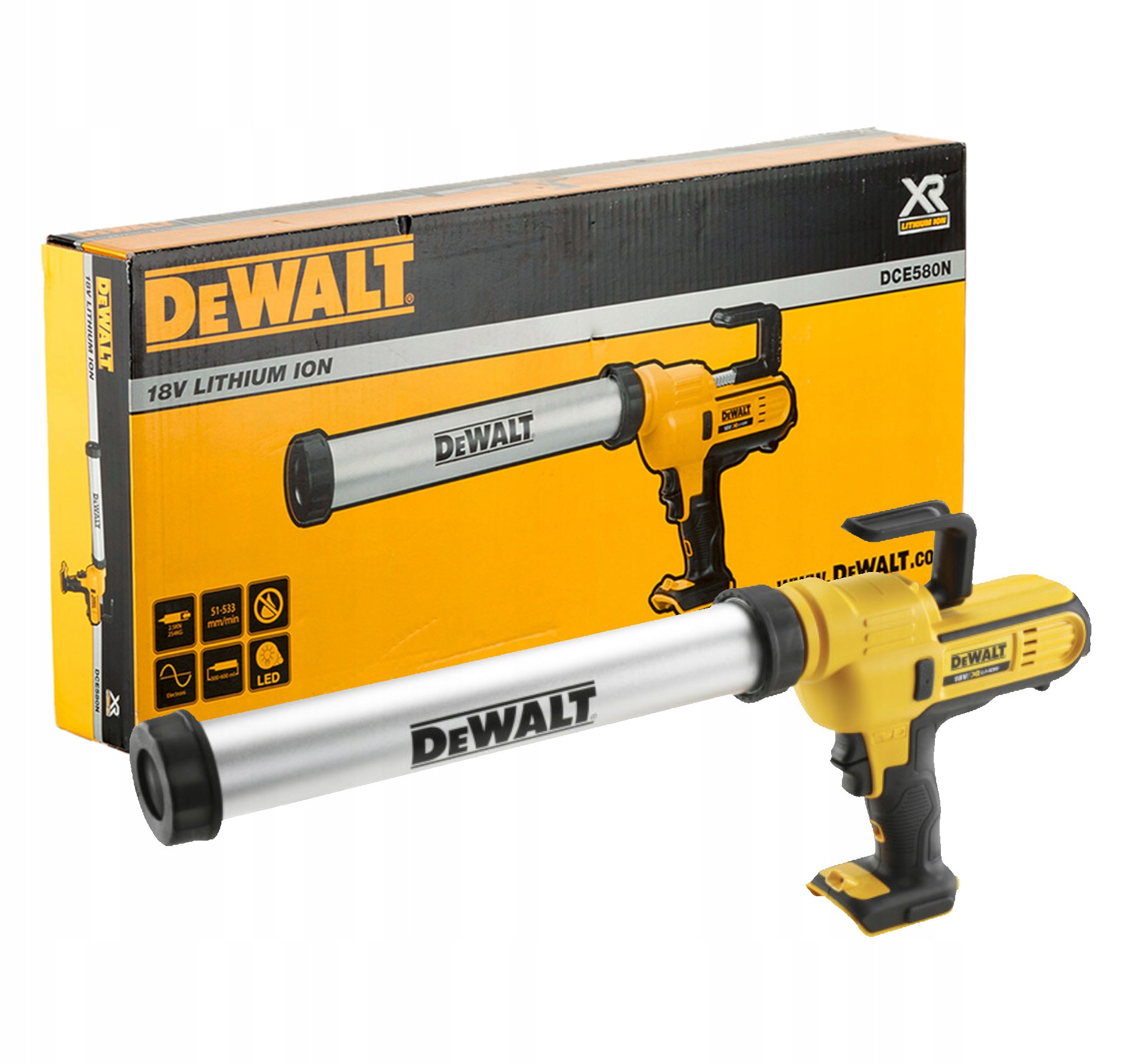 DeWALT Pistolet Wyciskacz Do Uszczelniaczy Na Aku 18V Xr body DCE580N