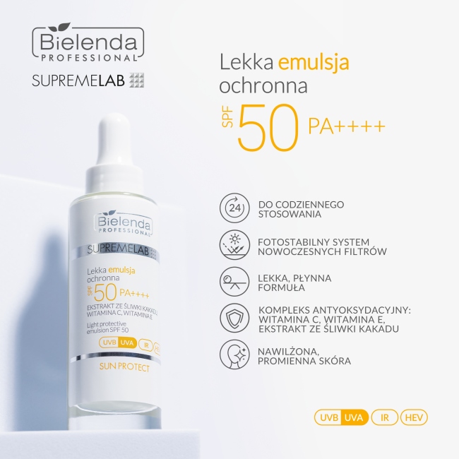 BIELENDA PROFESSIONAL Supreme Lab LEKKA EMULSJA OCHRONNA SPF50 PA++++ Marka Bielenda