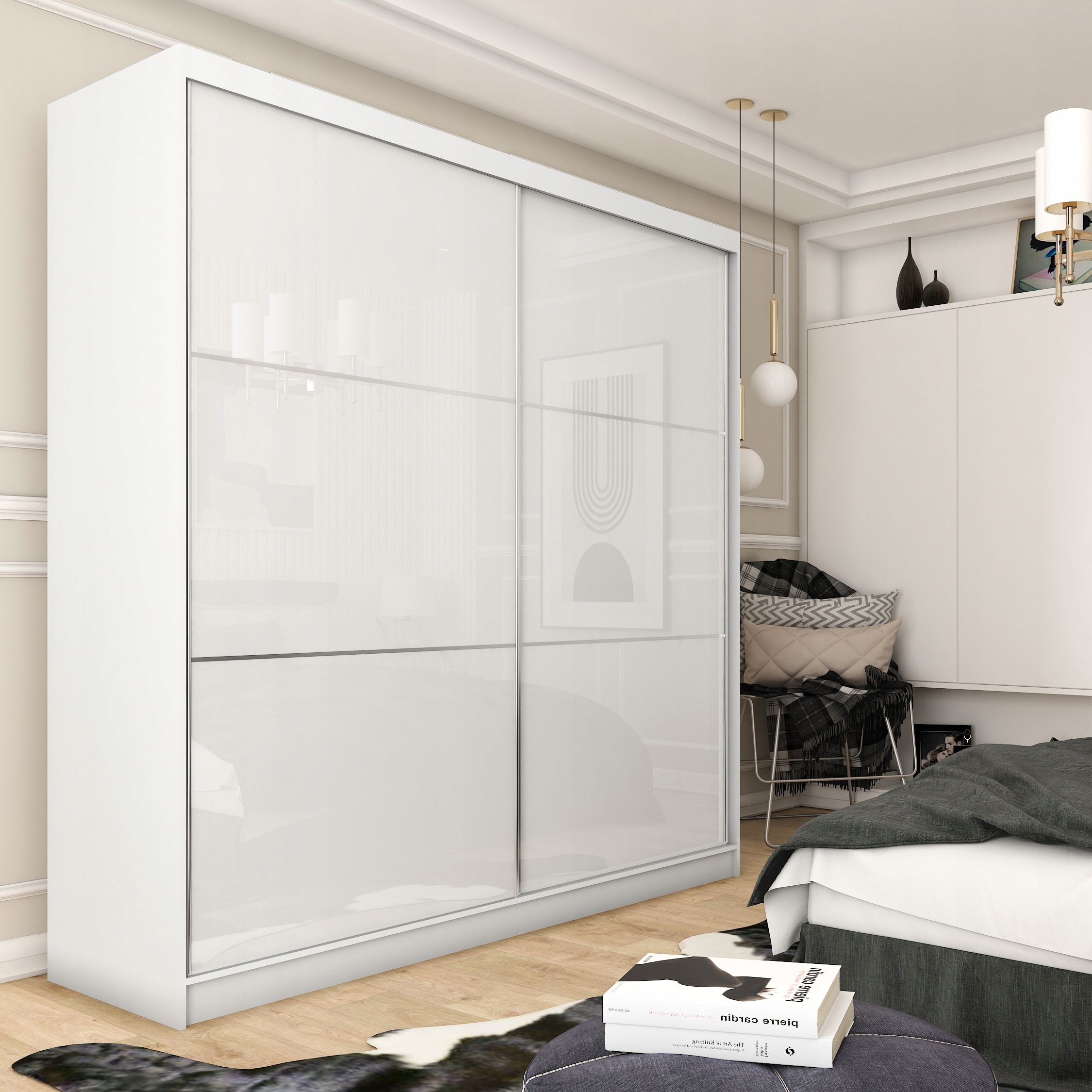 Skříň 200 cm posuvná, bílá