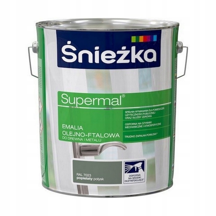 Śnieżka Olejna Popielaty RAL7023 szara 10L Supermal farba olejno-ftalowa