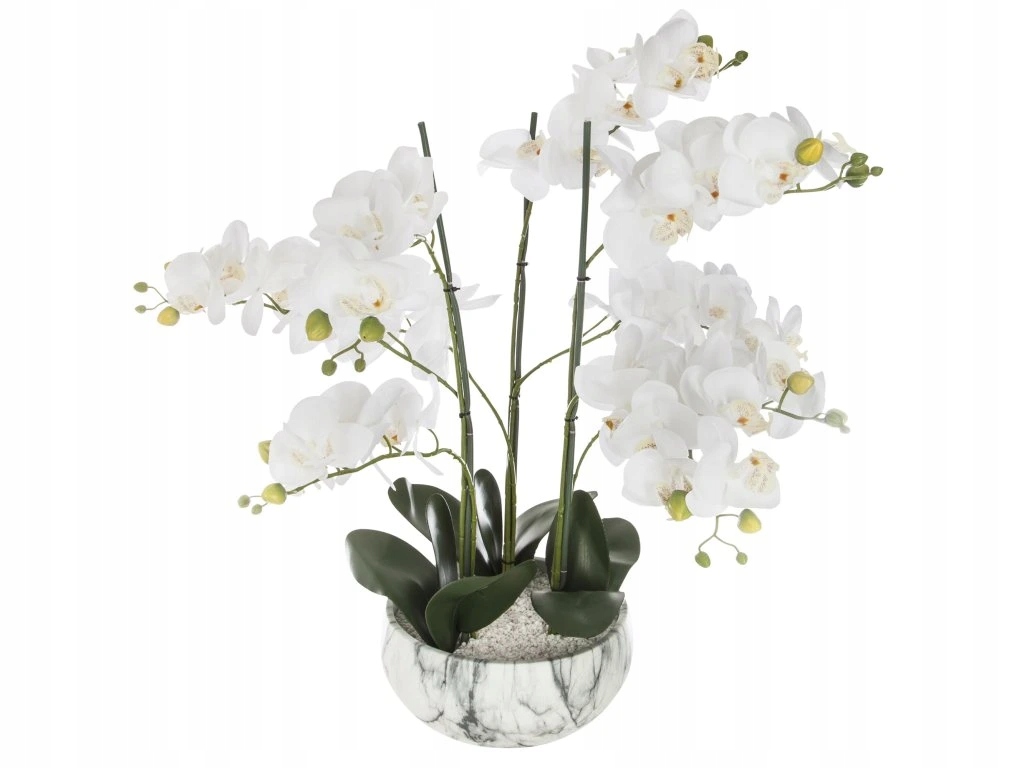 Umelá orchidea, 65 cm, kvetináč cementovo-mramorový