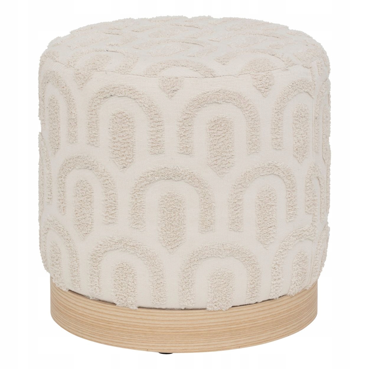 Okrúhla biela taburetka do obývačky Copas 38 CM, čalúnená, drevená, hnedá