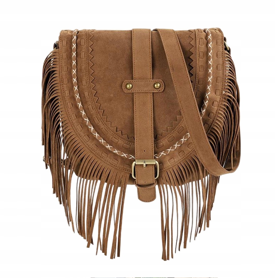 TORBA TOREBKA DUŻA NA RAMIĘ BRĄZOWA ZAMSZOWA HIT