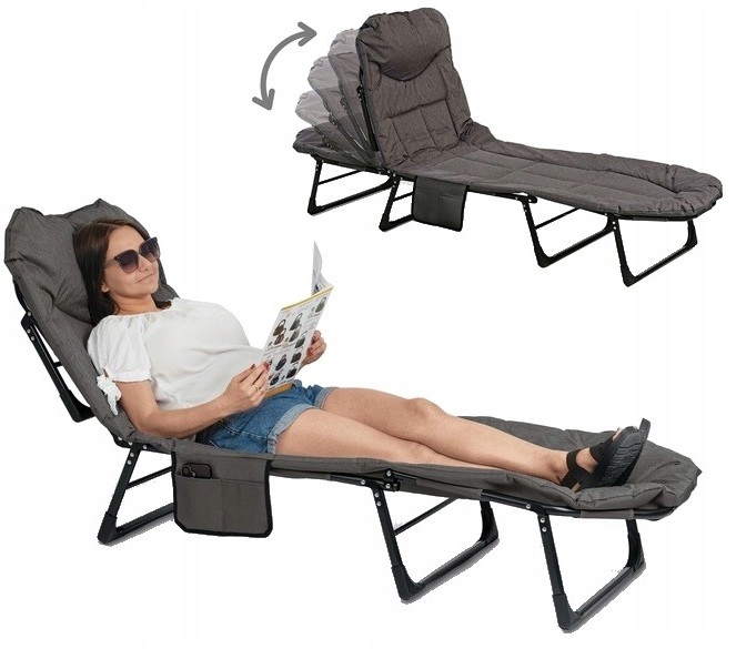 Leżanka Leżak Ogrodowy Lóżko Składane Duże Turystyczne Balkon Taras 195cm