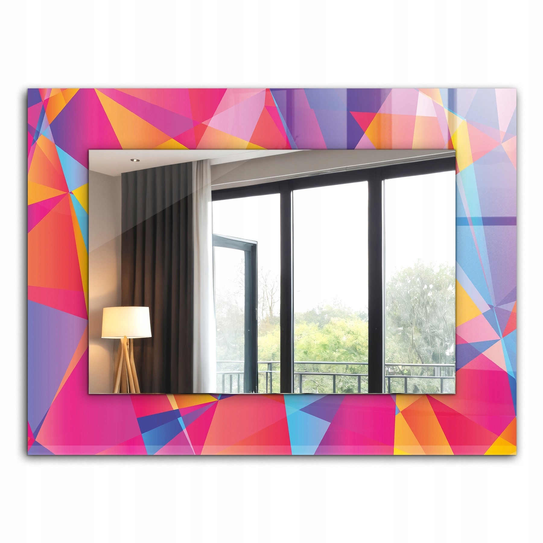 Moderné štýlové zrkadlo Glamour Farebné geometrické vzory XXL 80x60 cm