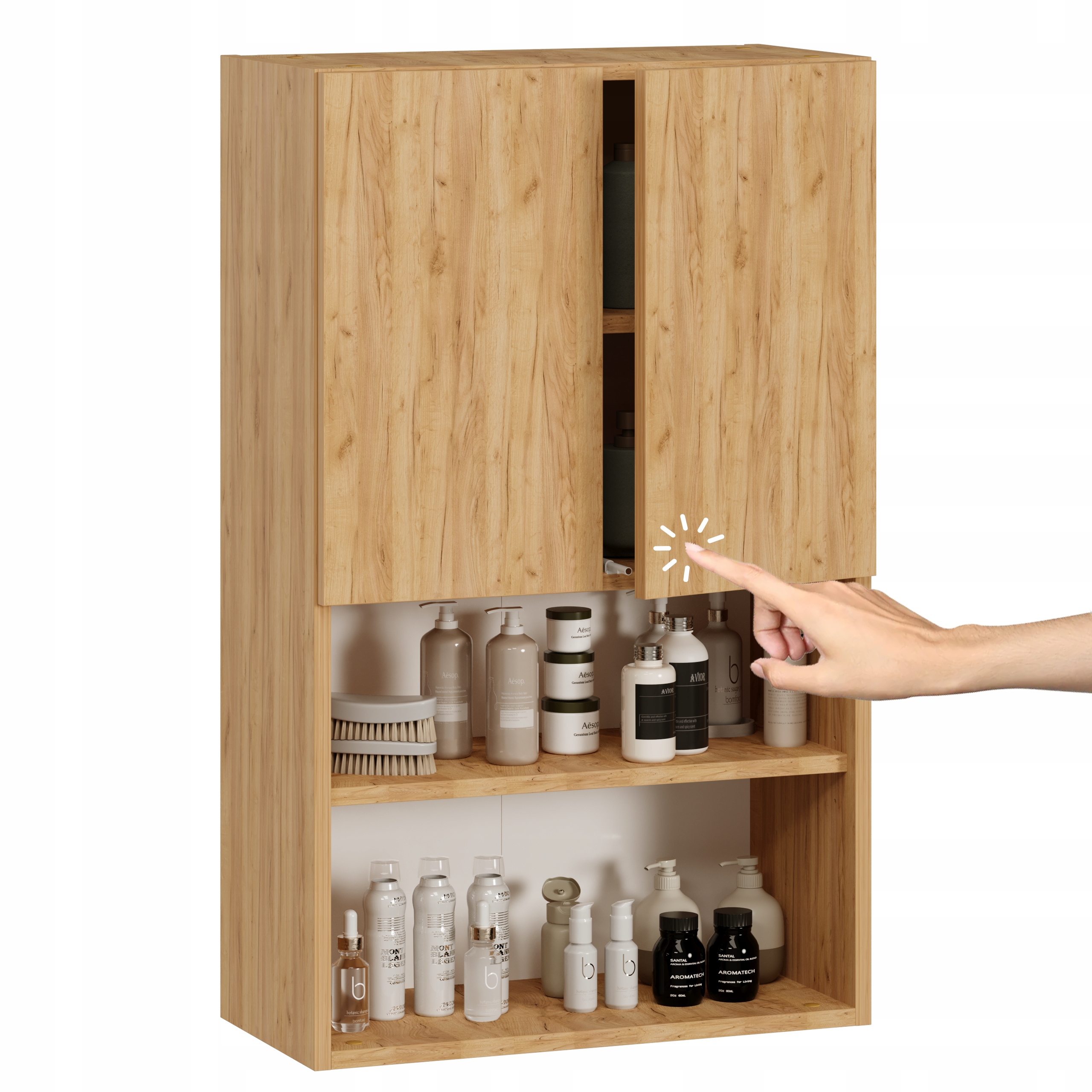 Vysoká koupelnová skříňka visící nad pračkou do koupelny dab craft zlatá 100