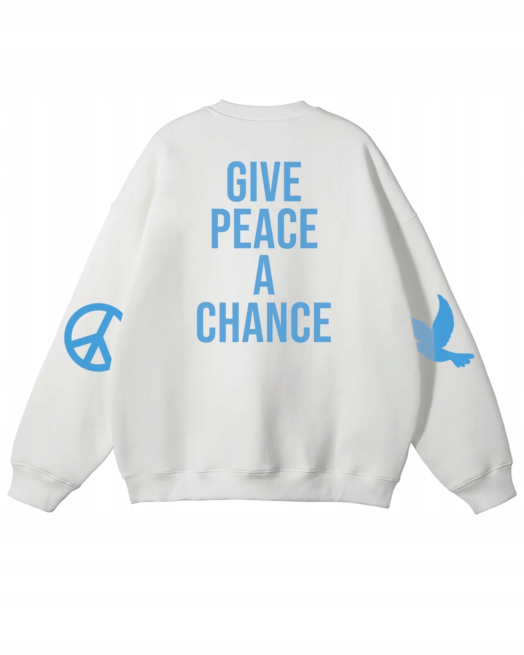 Oversize mikina Give Peace A Chance 100% Bavlna Streetwear Bílá XXL