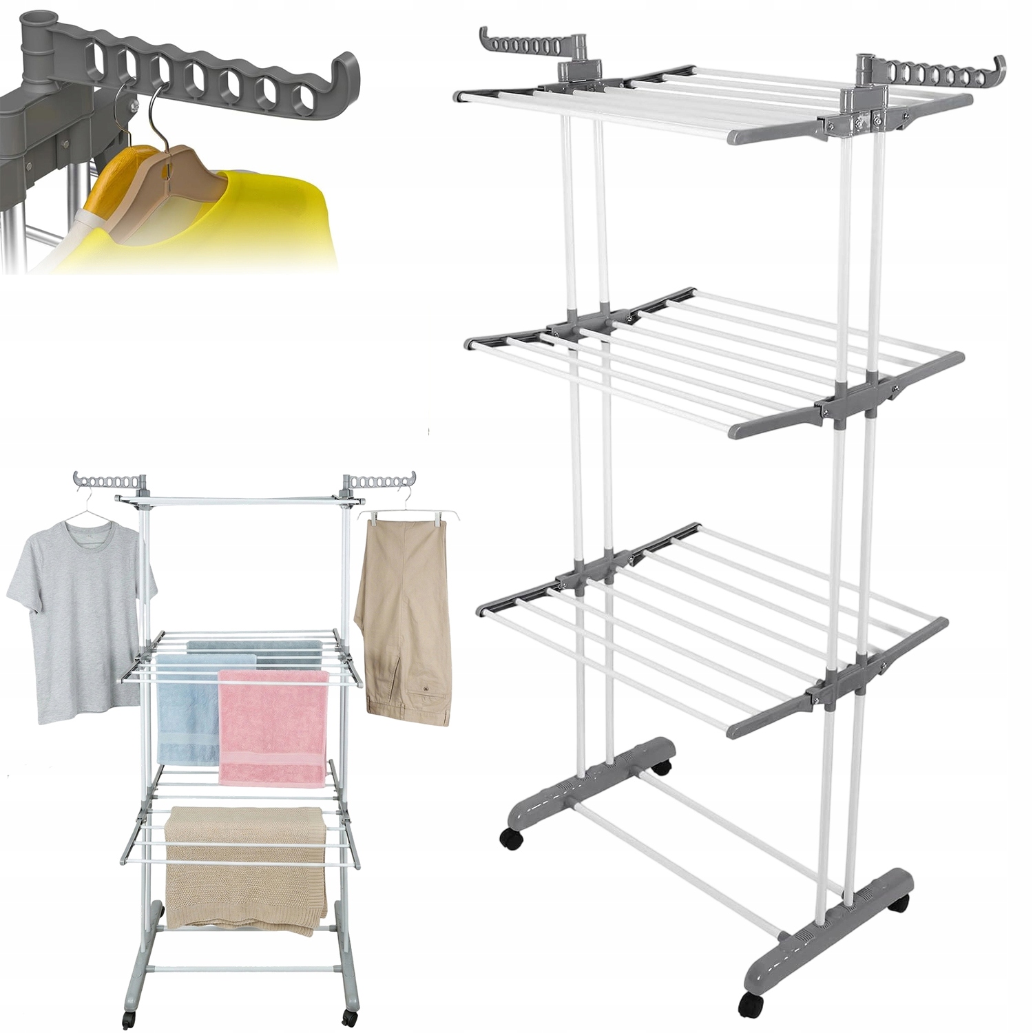 Levně Čtyřúrovňový Rodinný Věšák Na Oblečení Nerezová Ocel, Skládací