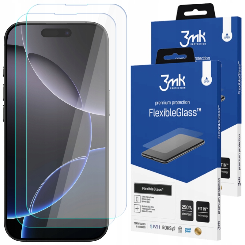 Zestaw 2x Szkło Hybrydowe Na Ekran Do Iphone 16 Pro 3MK Flexibleglass