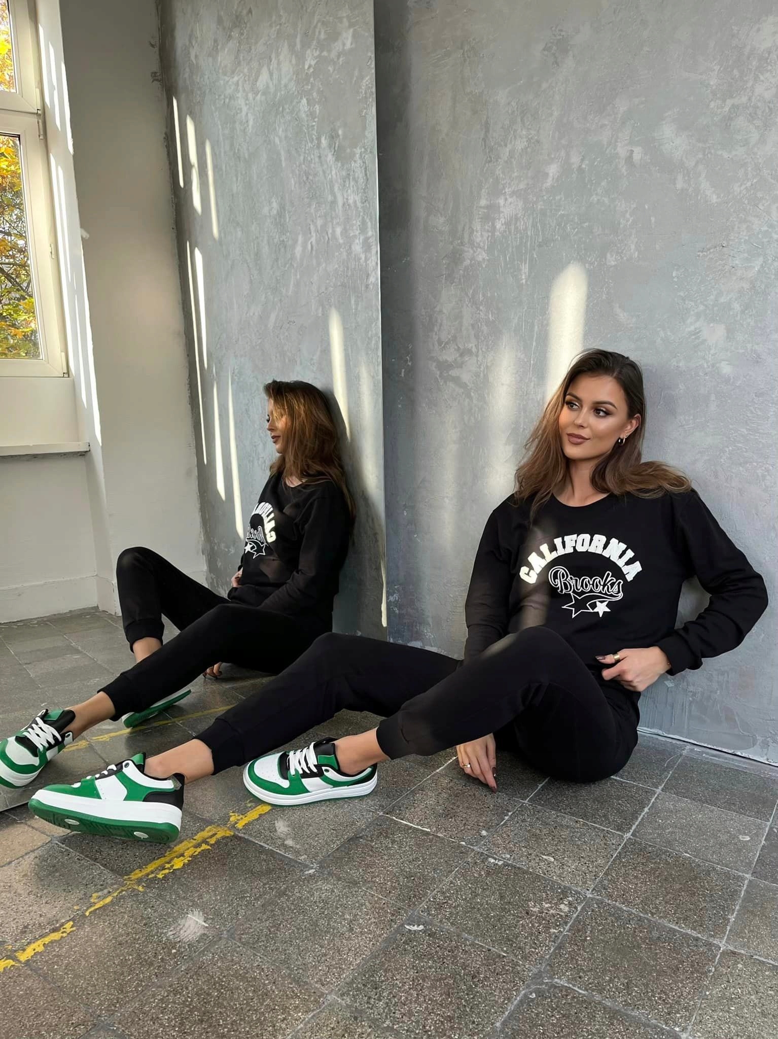 Tepláková Souprava California Mikina Kalhoty Černá