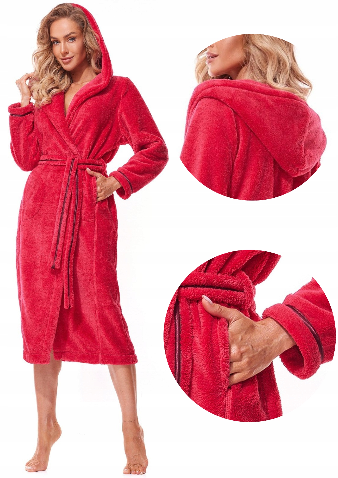 Dámský župan župan dlouhý péřový teplý s kapucí 2322 hibiscus XL