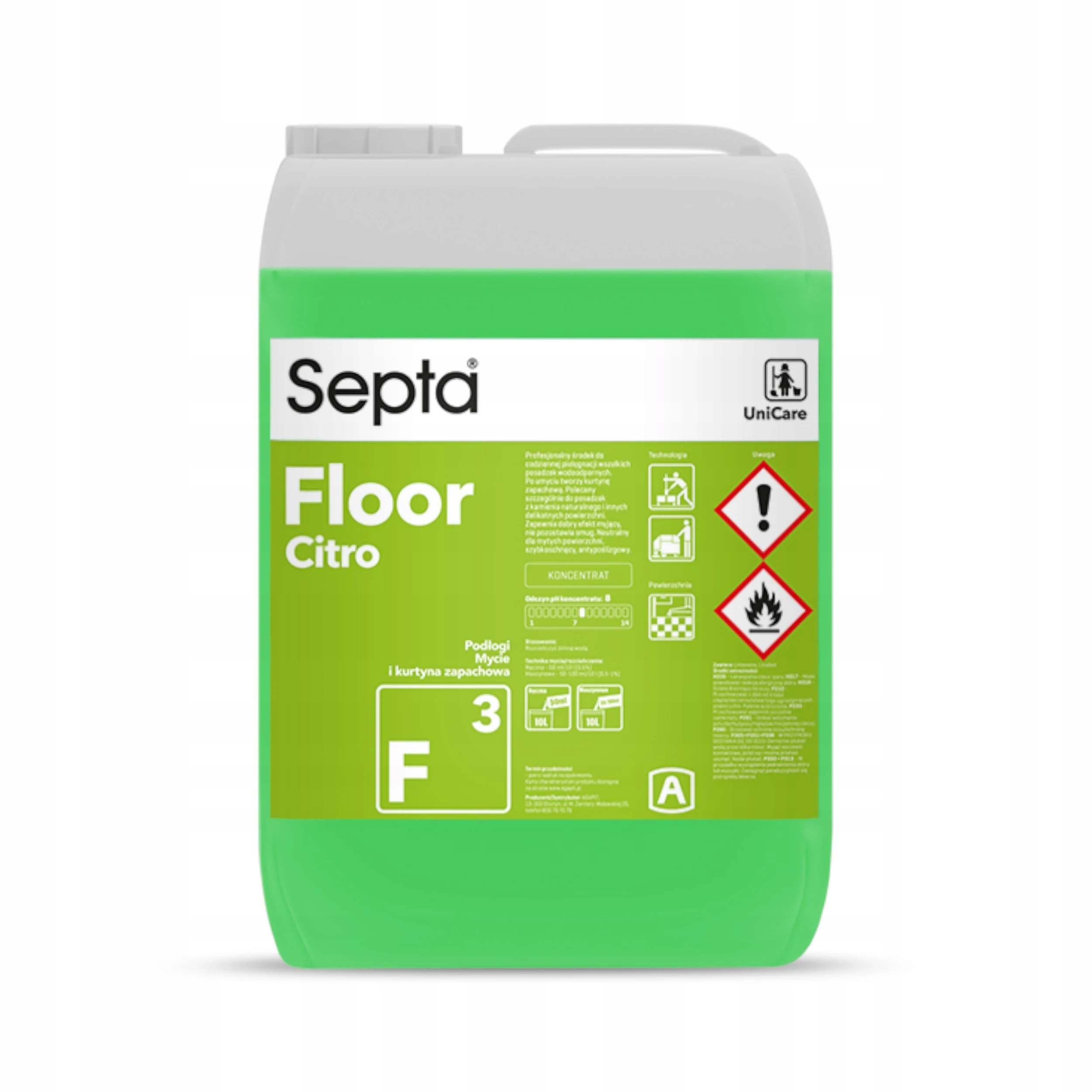Septa Floor Citro F3 Płyn Do Mycia Podłóg Cytrus, Szybkoschnący Bezsmug 10L