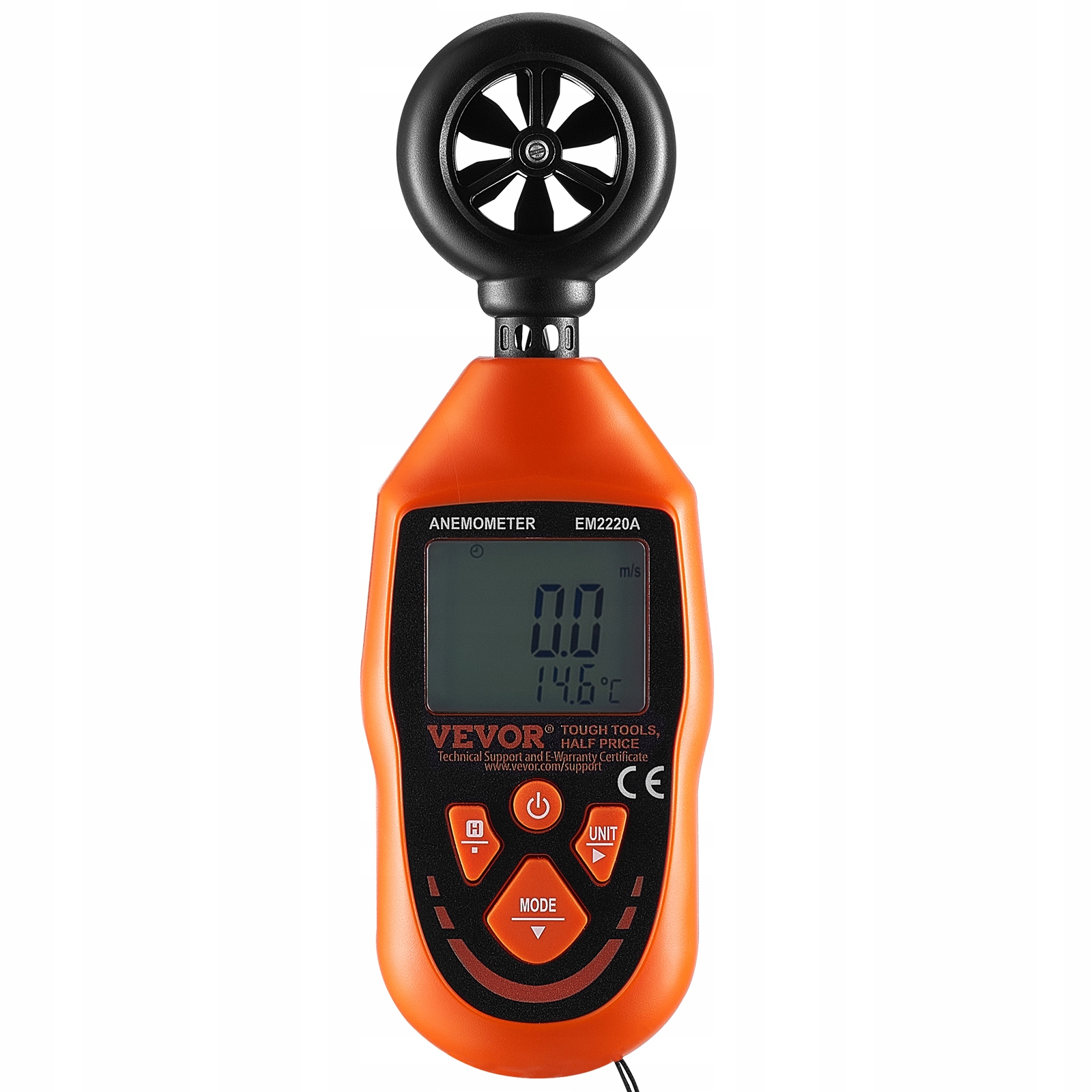 Vevor Ručný Anemometer, Výkonný Merač Rýchlosti Vetra 69.35 Mph Led IP44