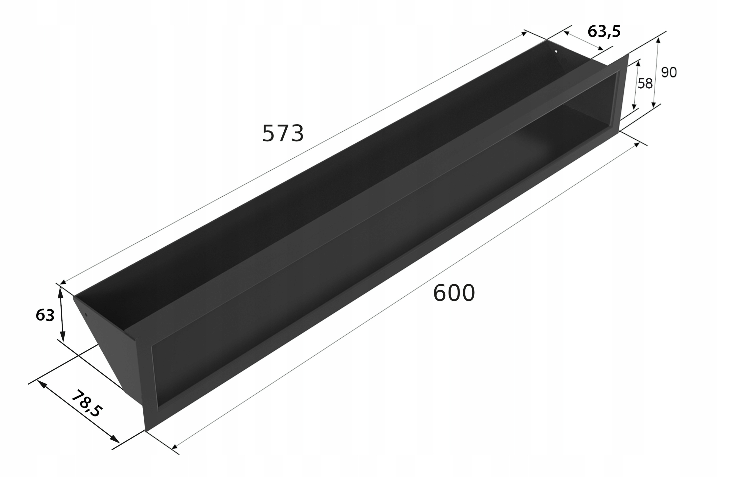 Kratka KOMINKOWA LUFT SF szlifowana 9x60 SLIM nierdzewna PROSTA 90X600 Marka Kratki